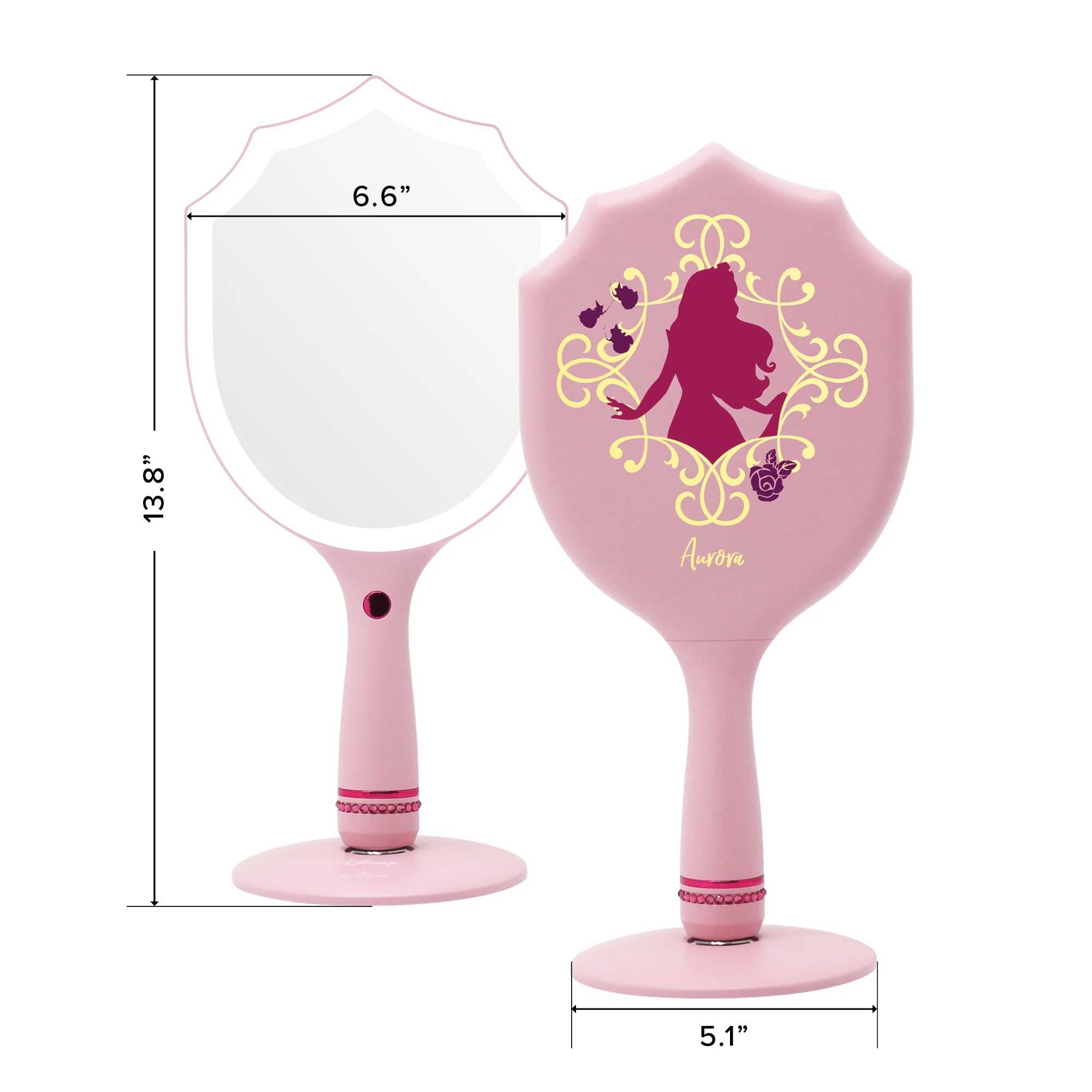 Aurora LED Handheld Makeup Mirror With Standing Base - Image 6