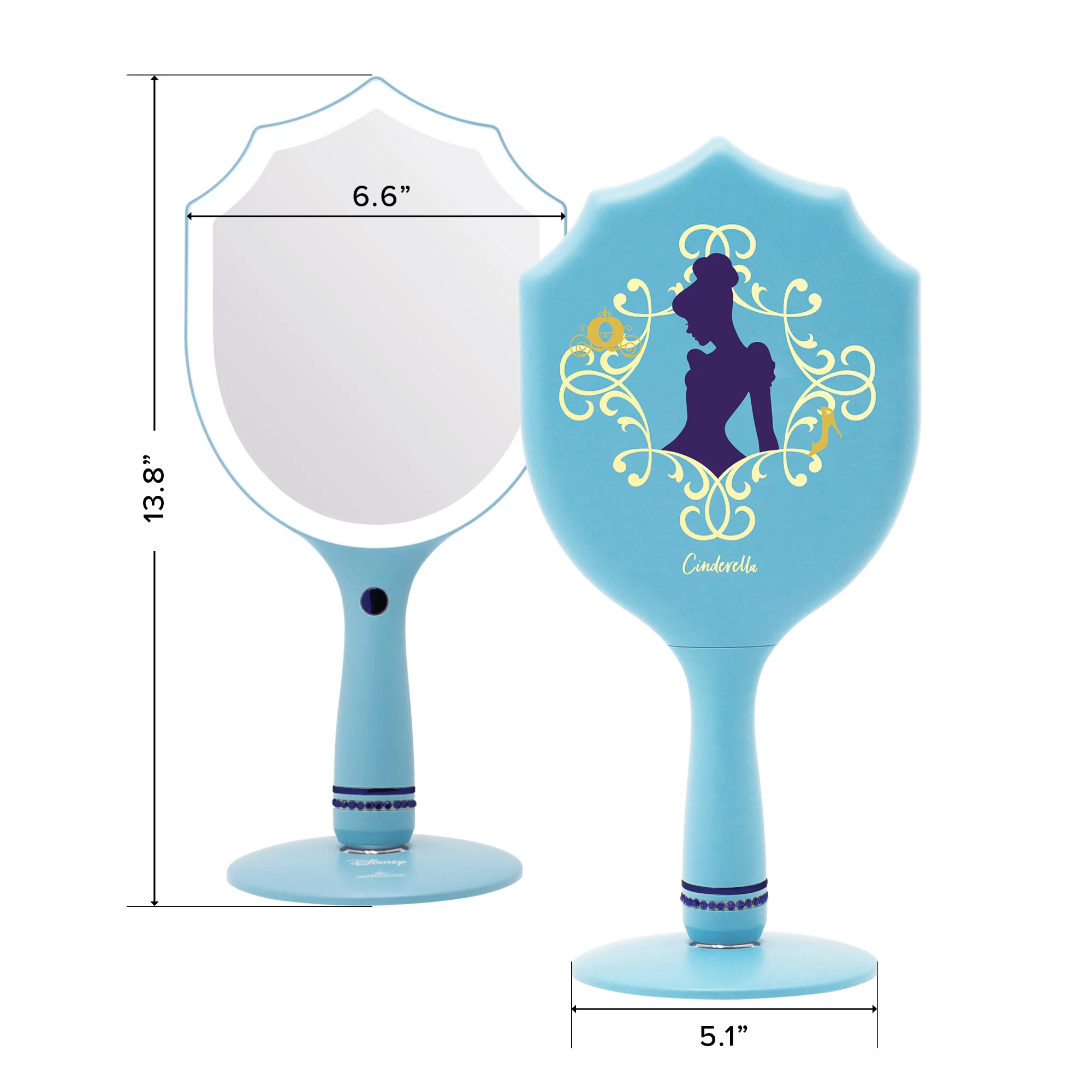 Cinderella LED Handheld Makeup Mirror With Standing Base - Image 6