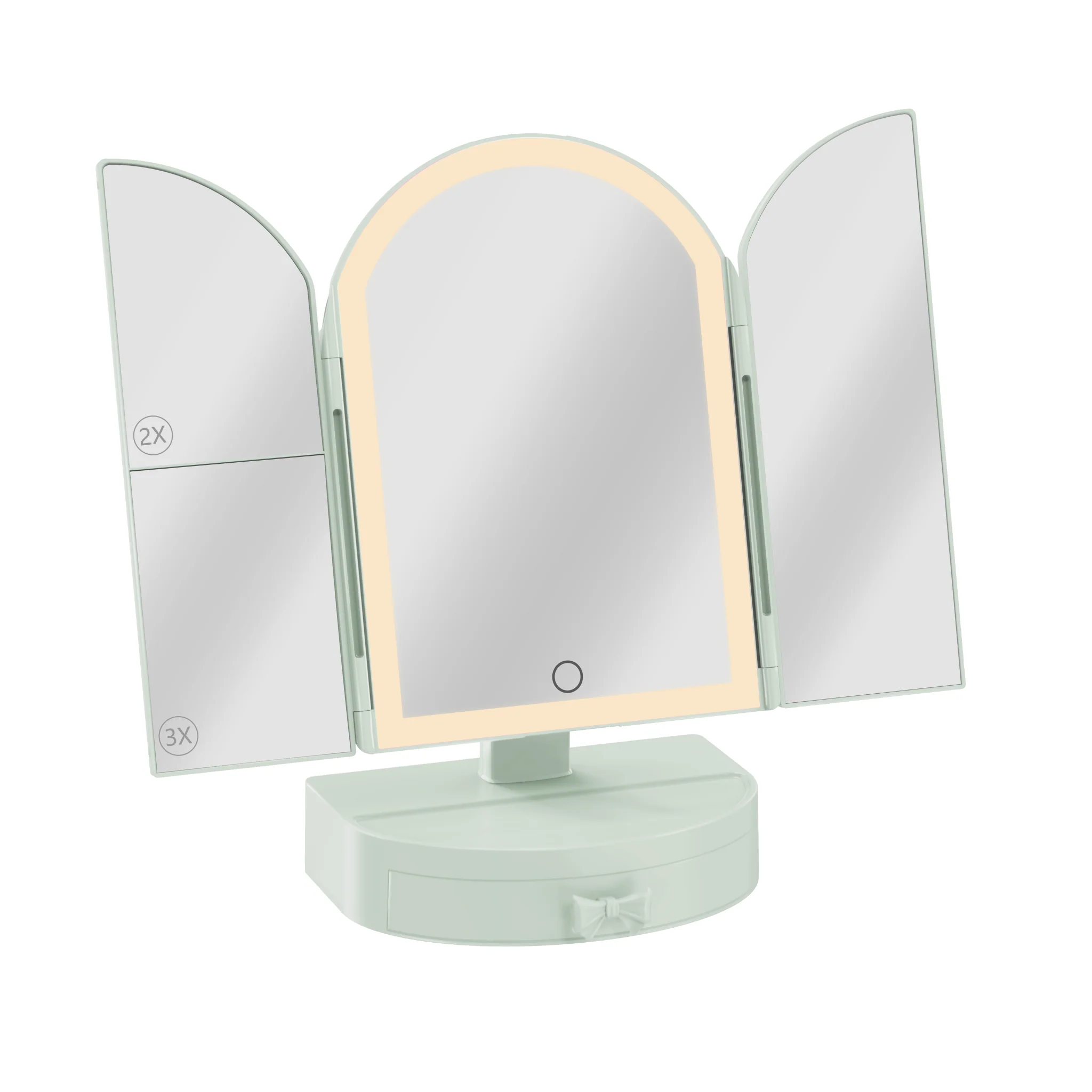 Darling Arch Trifold LED Tri-Tone Makeup Mirror With Drawer - Image 11