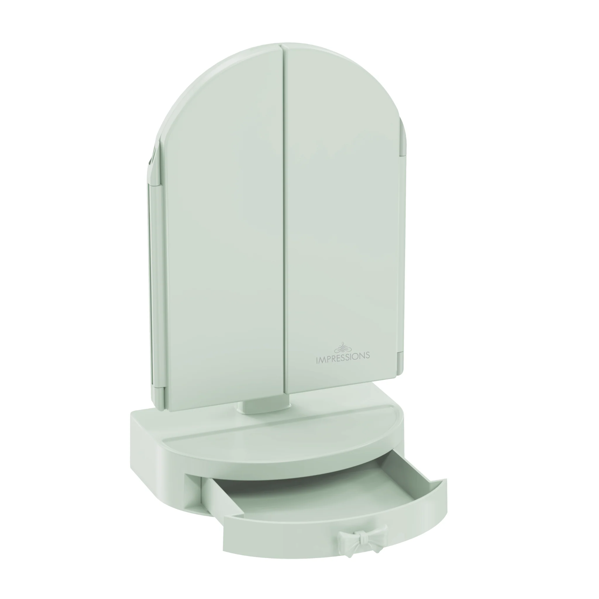 Darling Arch Trifold LED Tri-Tone Makeup Mirror With Drawer - Image 12