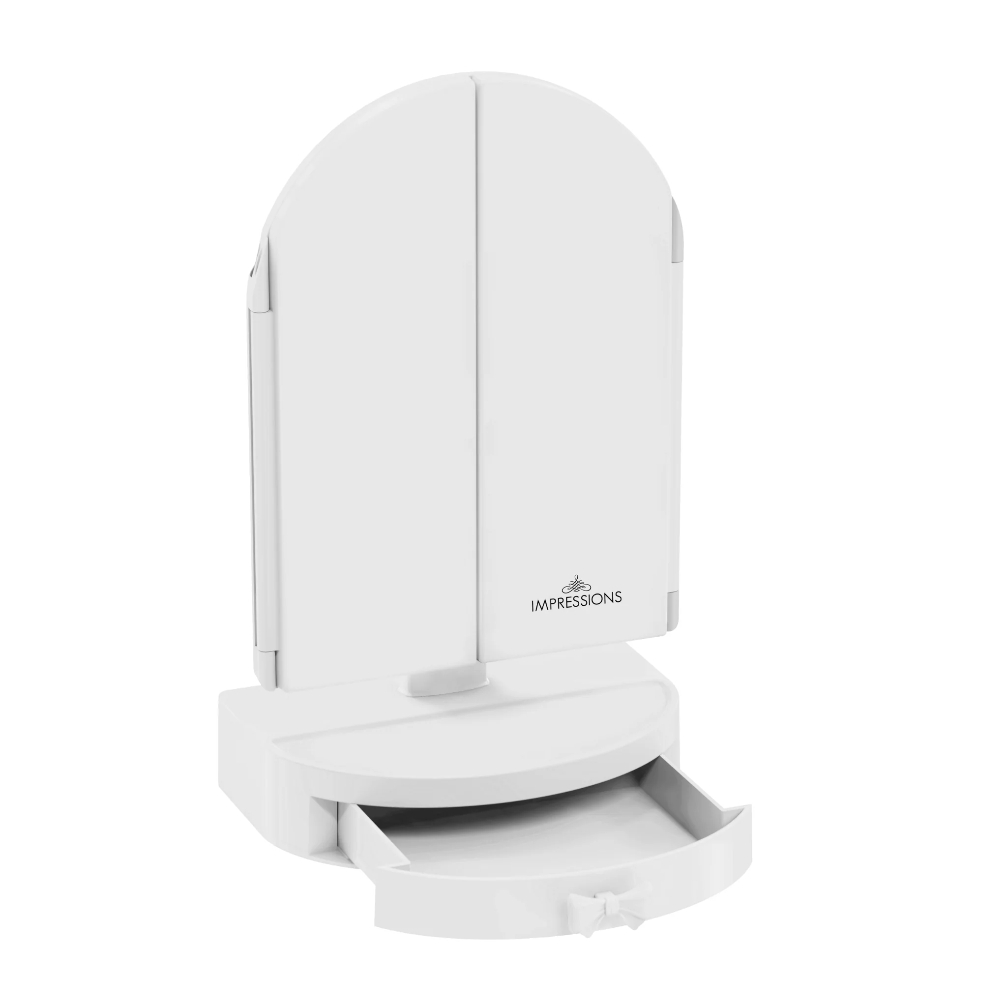 Darling Arch Trifold LED Tri-Tone Makeup Mirror With Drawer - Image 14