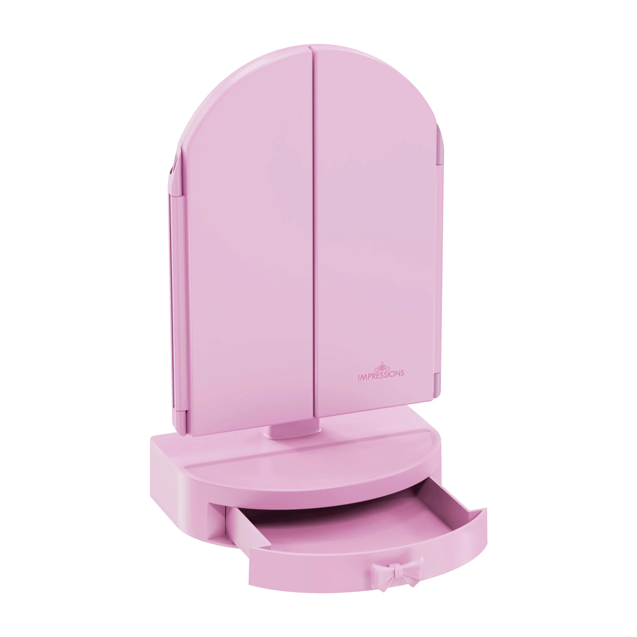 Darling Arch Trifold LED Tri-Tone Makeup Mirror With Drawer - Image 3