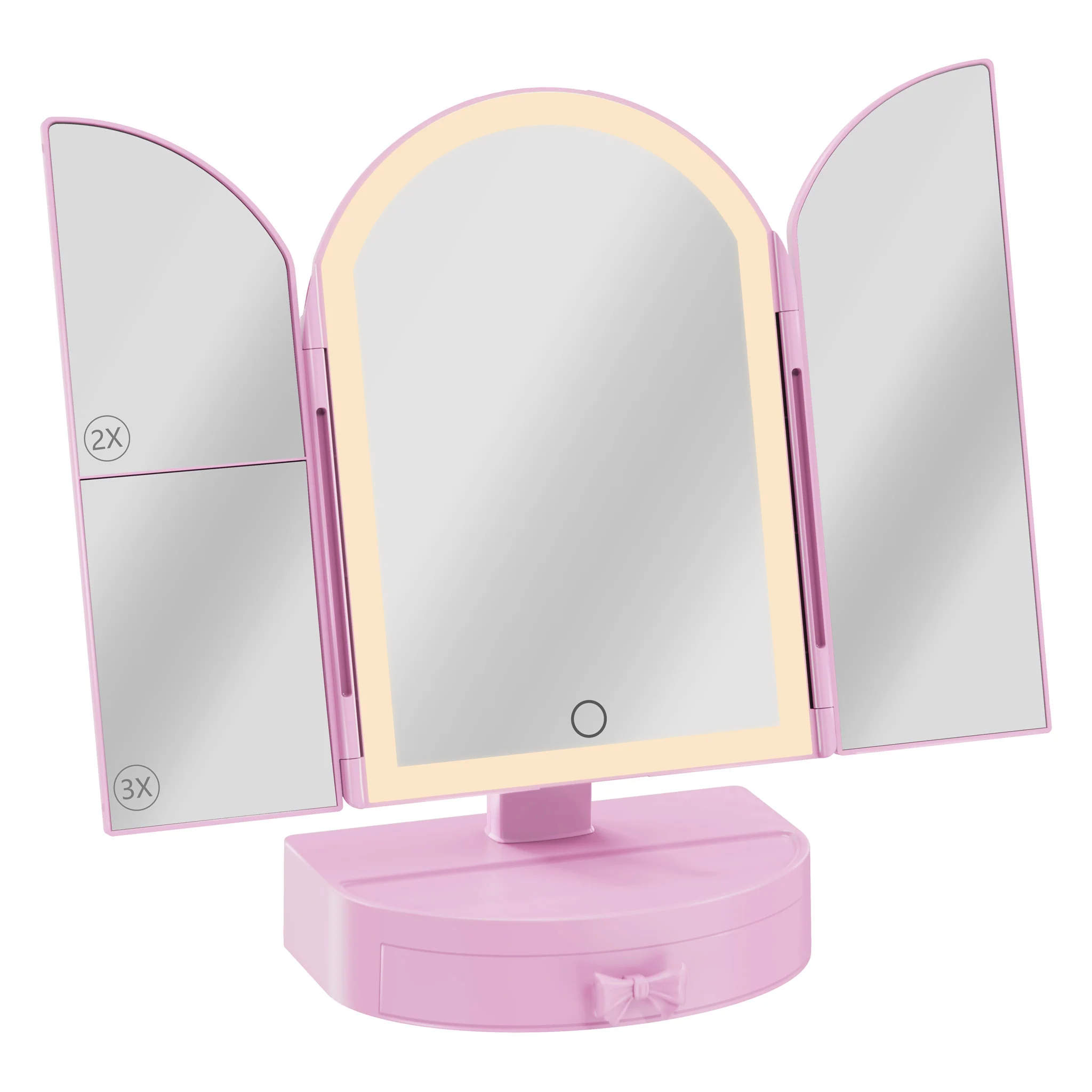Darling Arch Trifold LED Tri-Tone Makeup Mirror With Drawer - Image 5