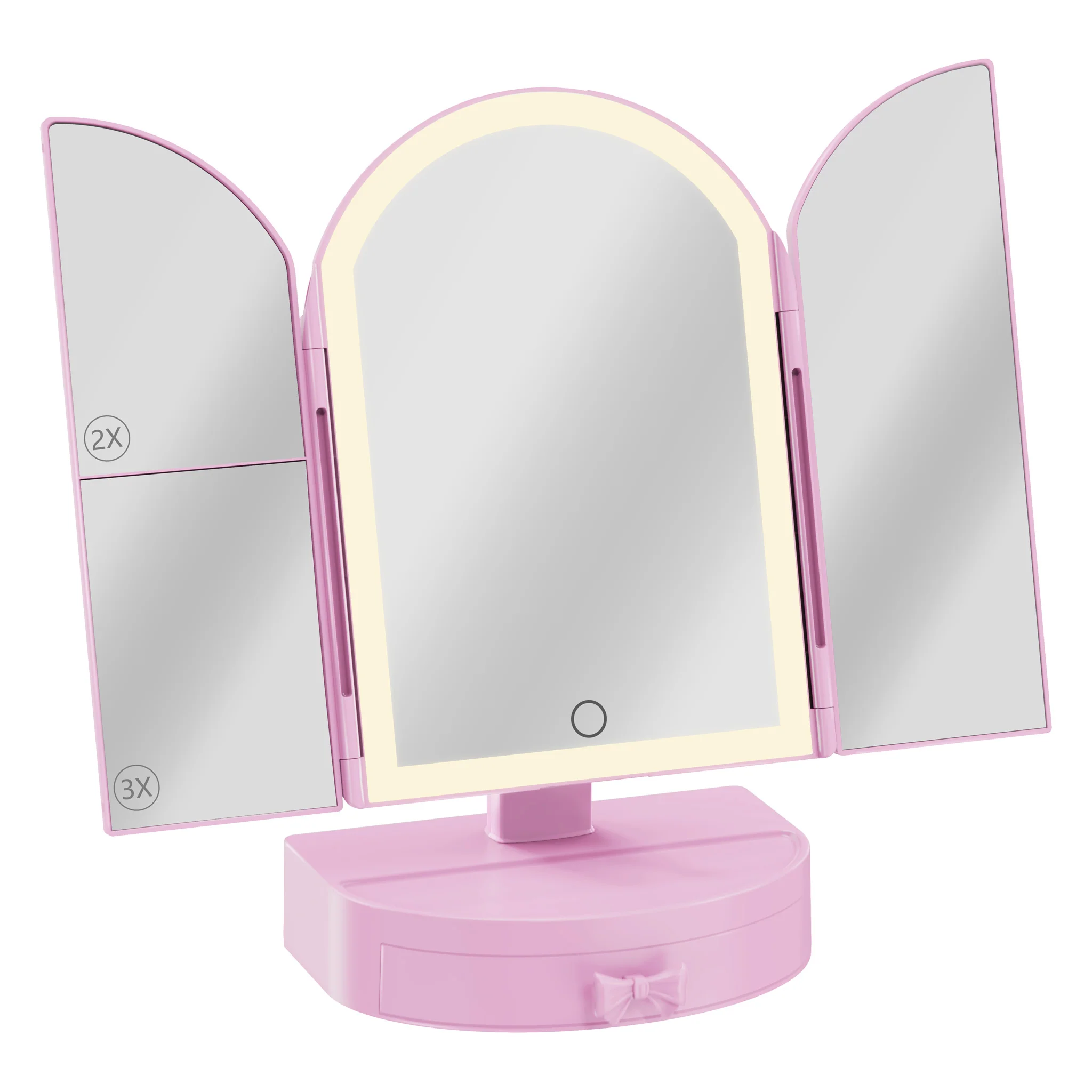 Darling Arch Trifold LED Tri-Tone Makeup Mirror With Drawer - Image 6