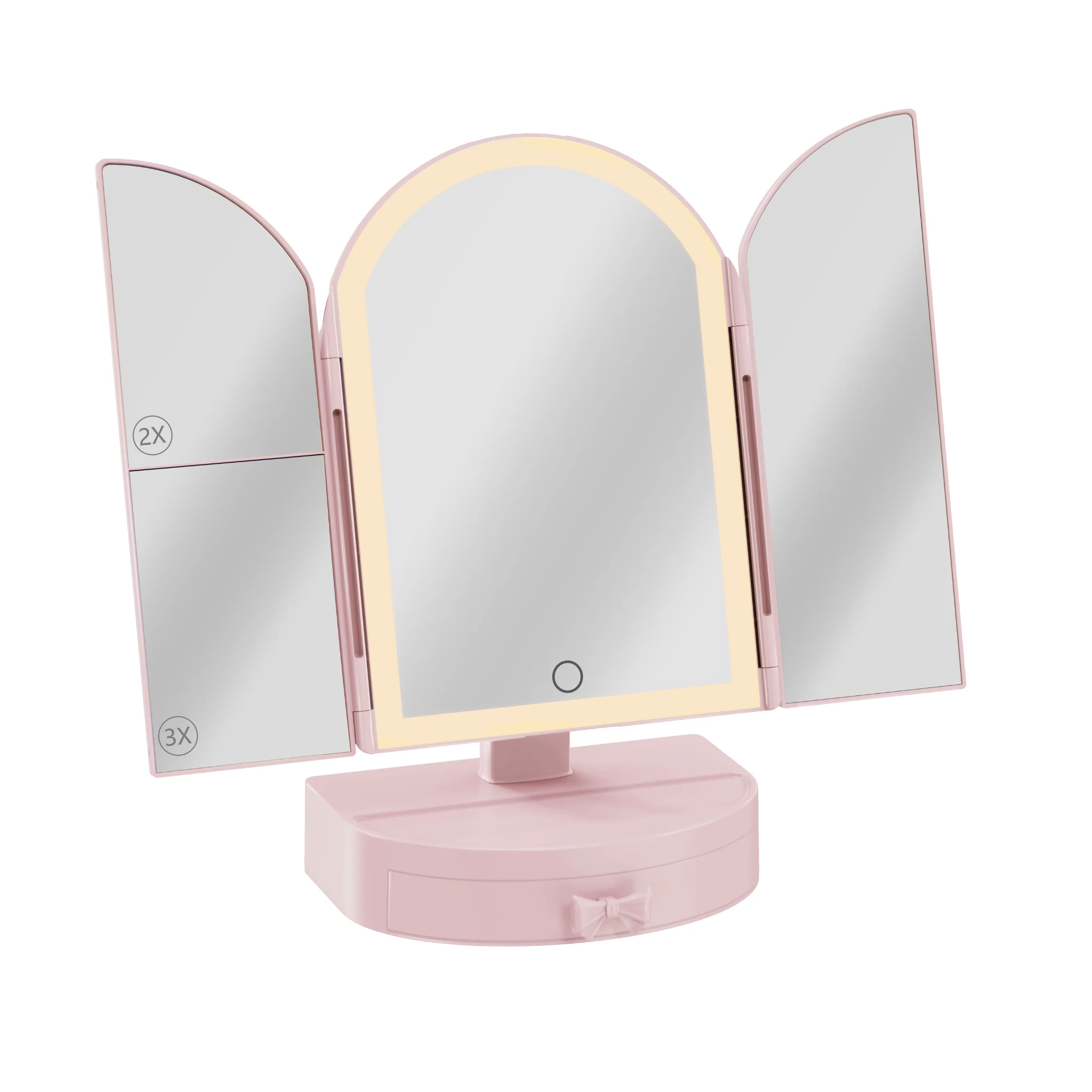 Darling Arch Trifold LED Tri-Tone Makeup Mirror With Drawer - Image 7