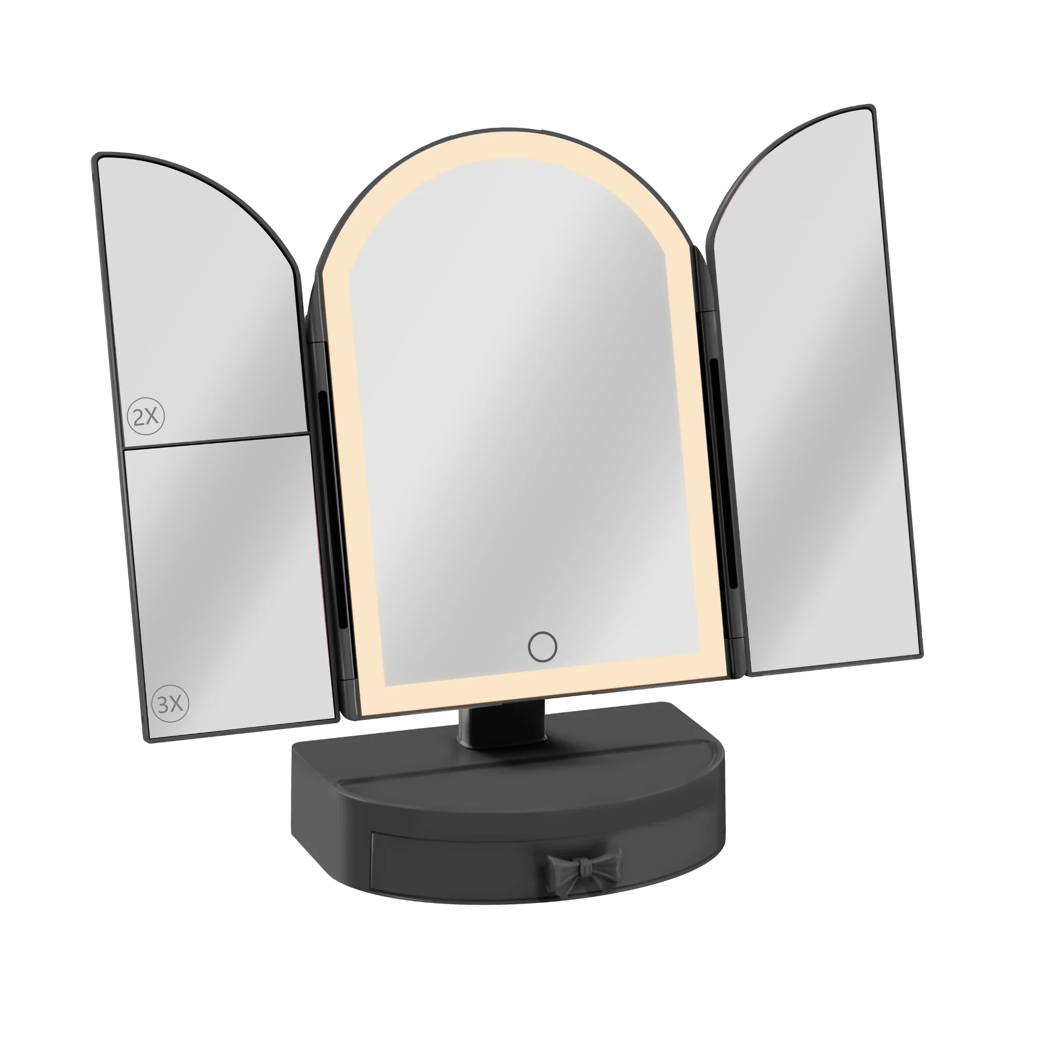 Darling Arch Trifold LED Tri-Tone Makeup Mirror With Drawer - Image 9