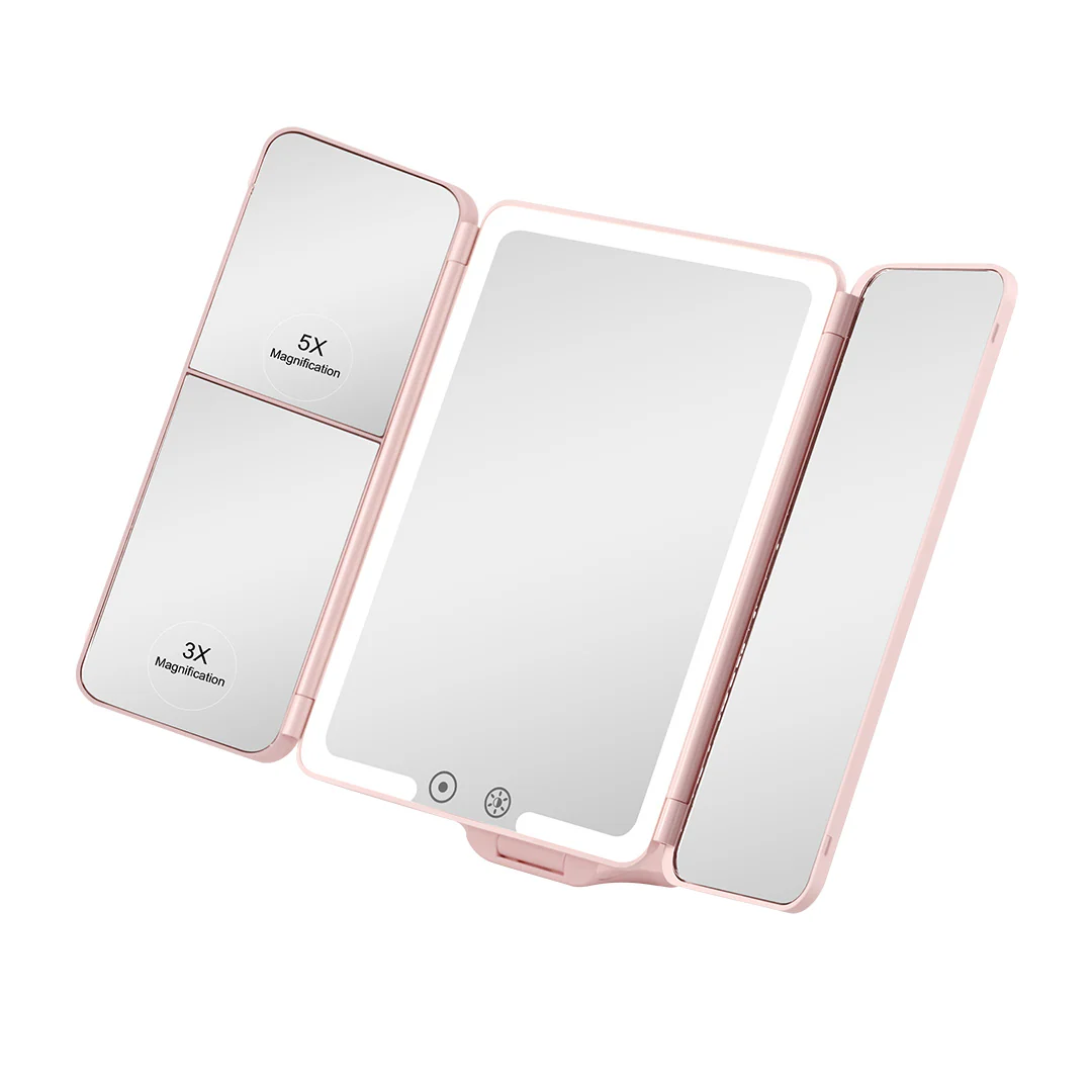Flex Mini Trifold LED Makeup Mirror With Stand - Image 2