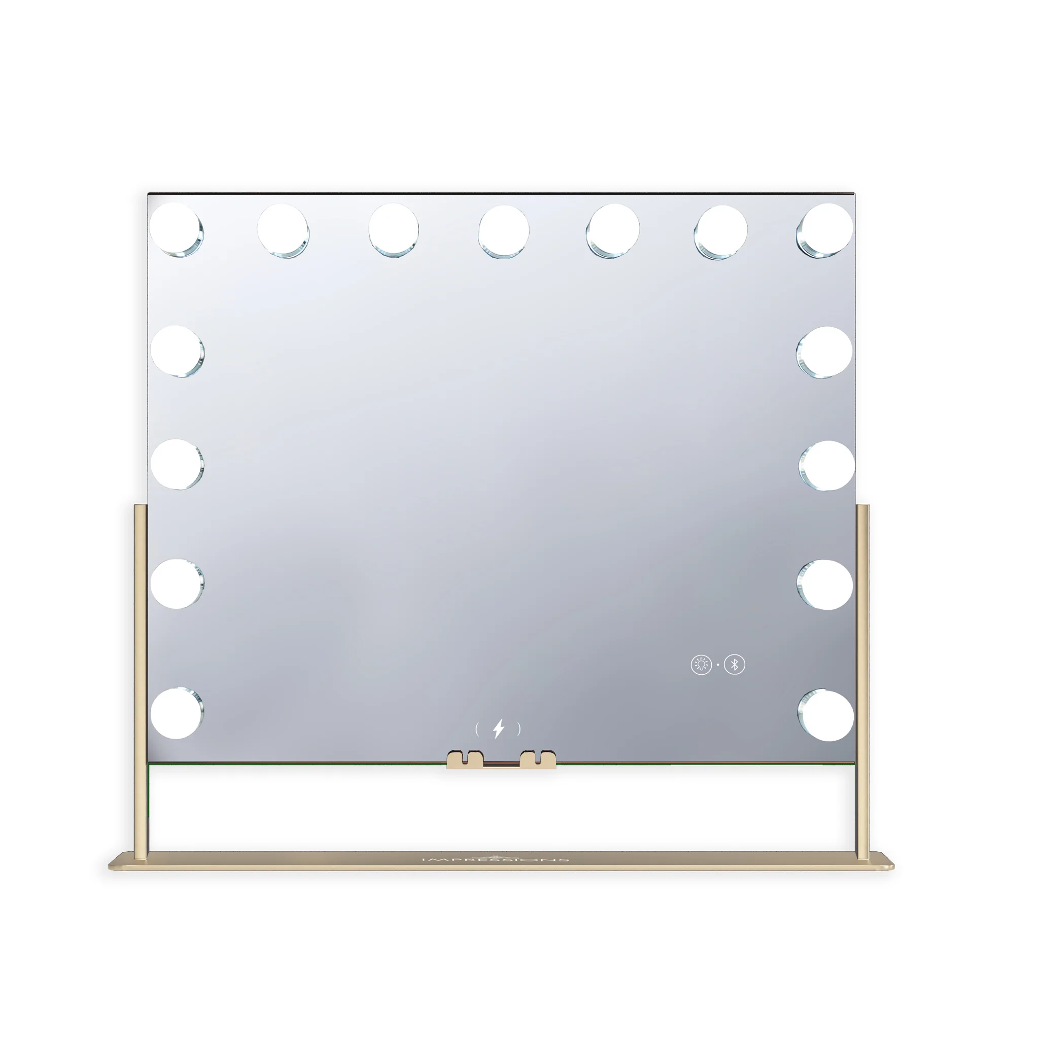 Gilded Tri-Tone LED Makeup Mirror W/ Bluetooth Speakers - Image 4