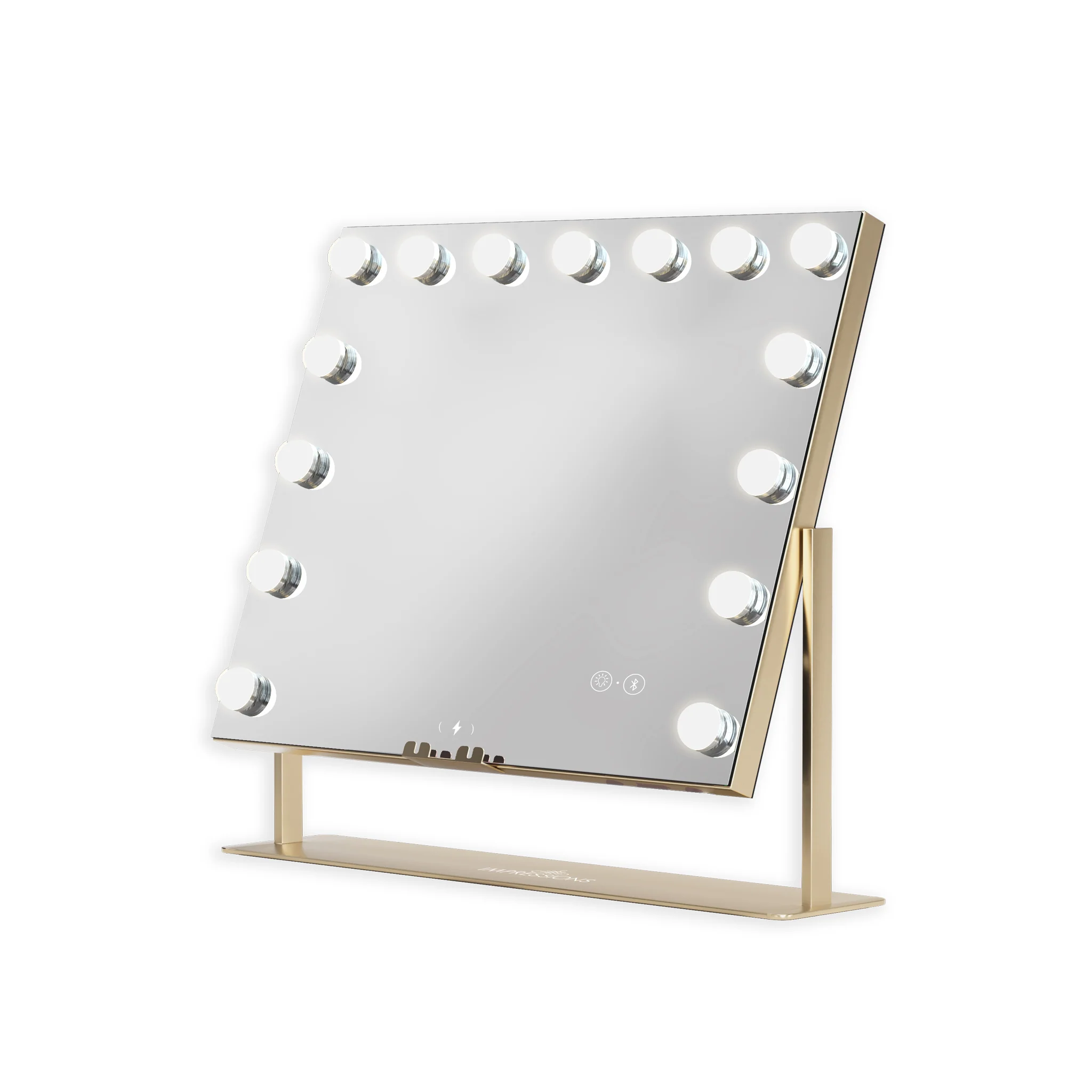 Gilded Tri-Tone LED Makeup Mirror W/ Bluetooth Speakers - Image 5