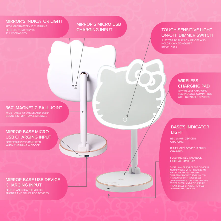 Hello Kitty LED Rechargeable Makeup Mirror - Image 6