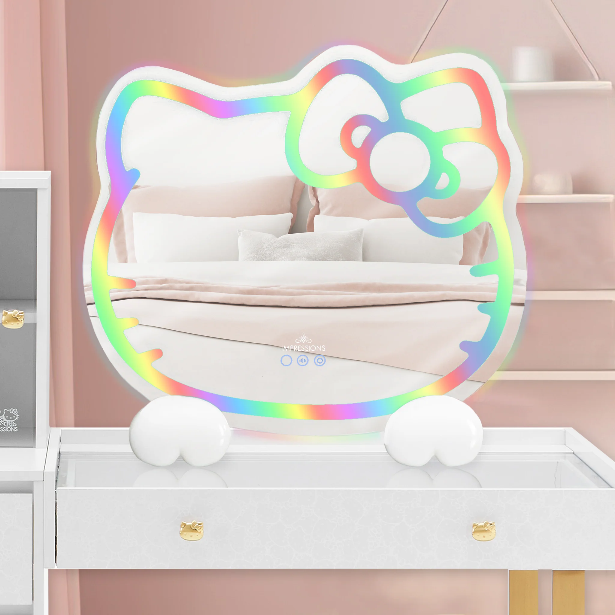 Hello Kitty ® RGB Wall Mirror 2.0 W/ Bluetooth Speakers and Specialty Base - Image 3