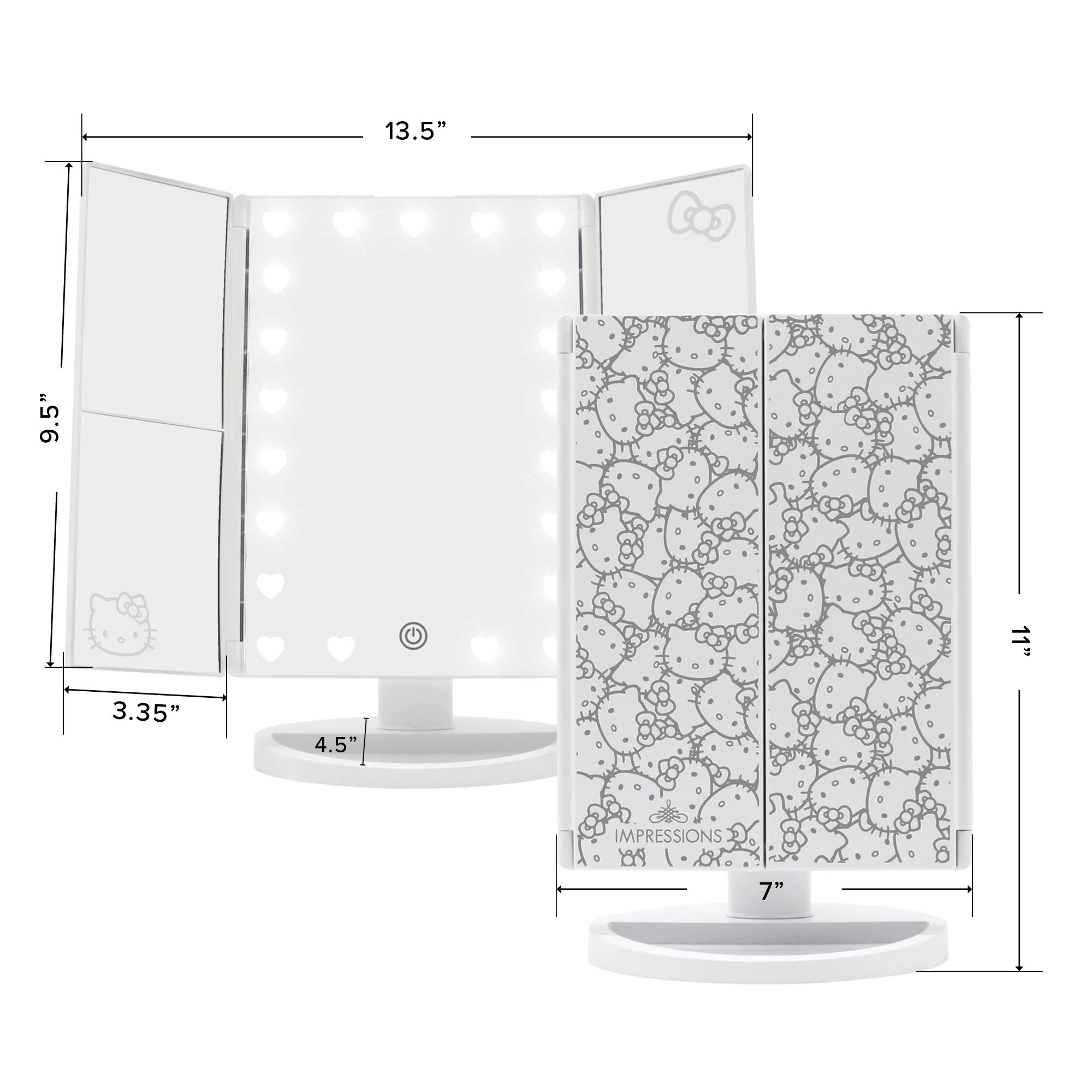 Hello Kitty® Trifold LED Makeup Mirror with Magnification - Image 4