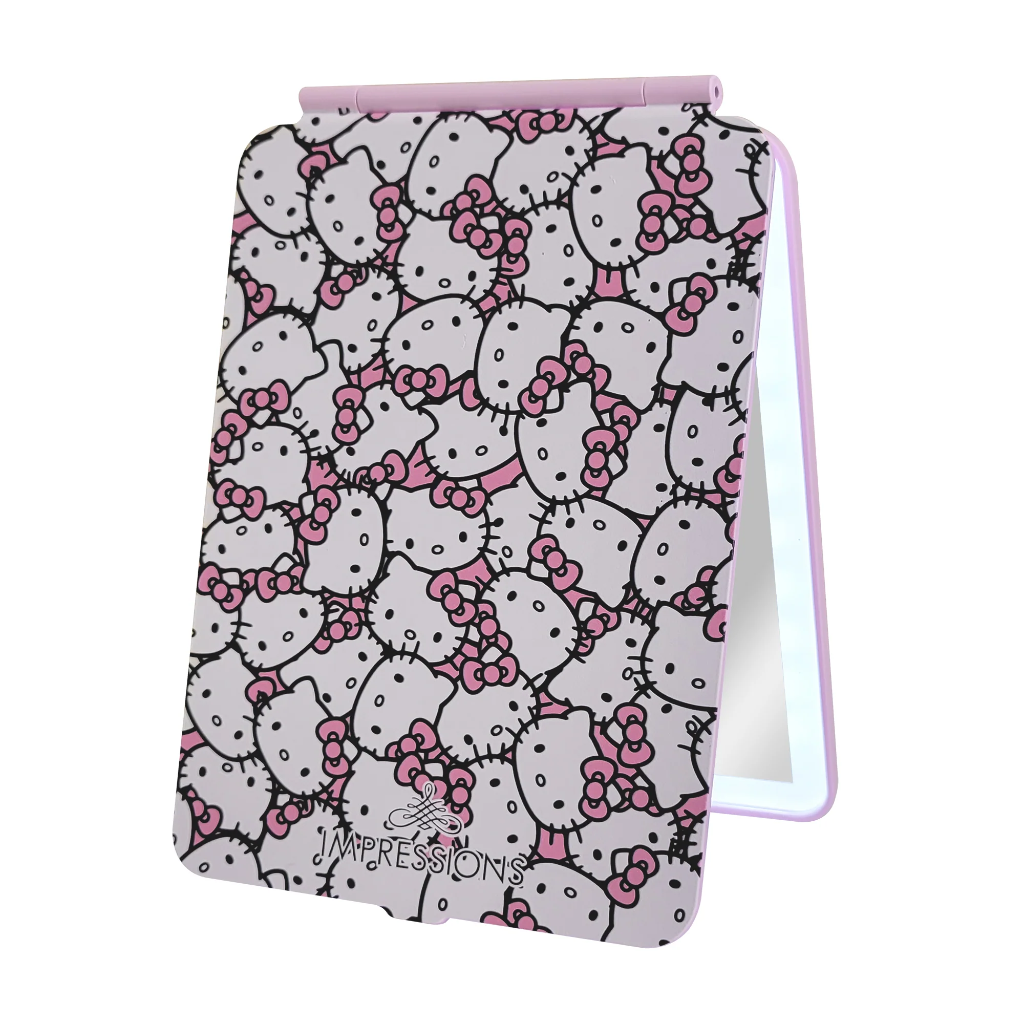 Hello Kitty (White/Pink) Touch Pad Mini Tri-Tone LED Makeup Mirror - Image 2