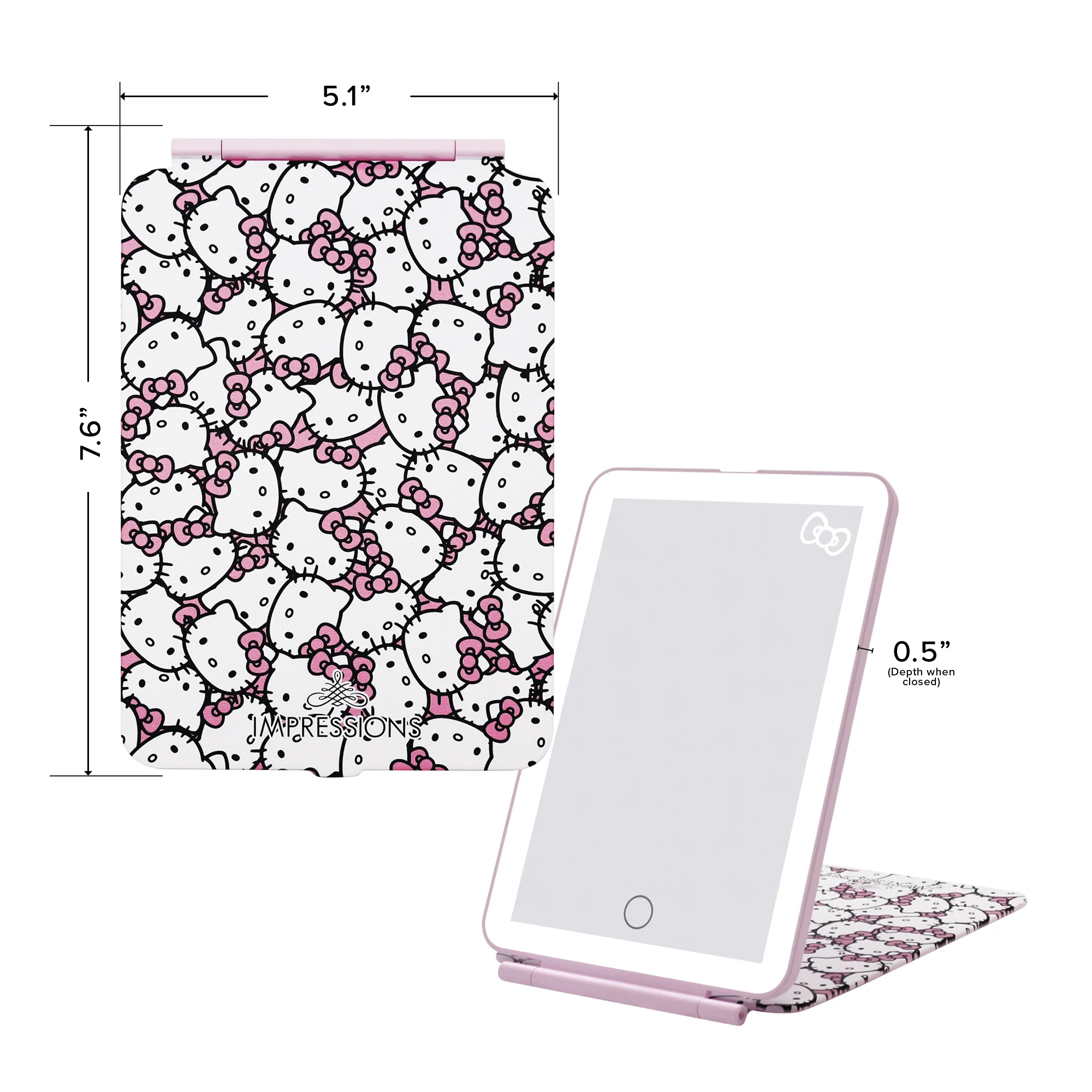 Hello Kitty (White/Pink) Touch Pad Mini Tri-Tone LED Makeup Mirror - Image 9