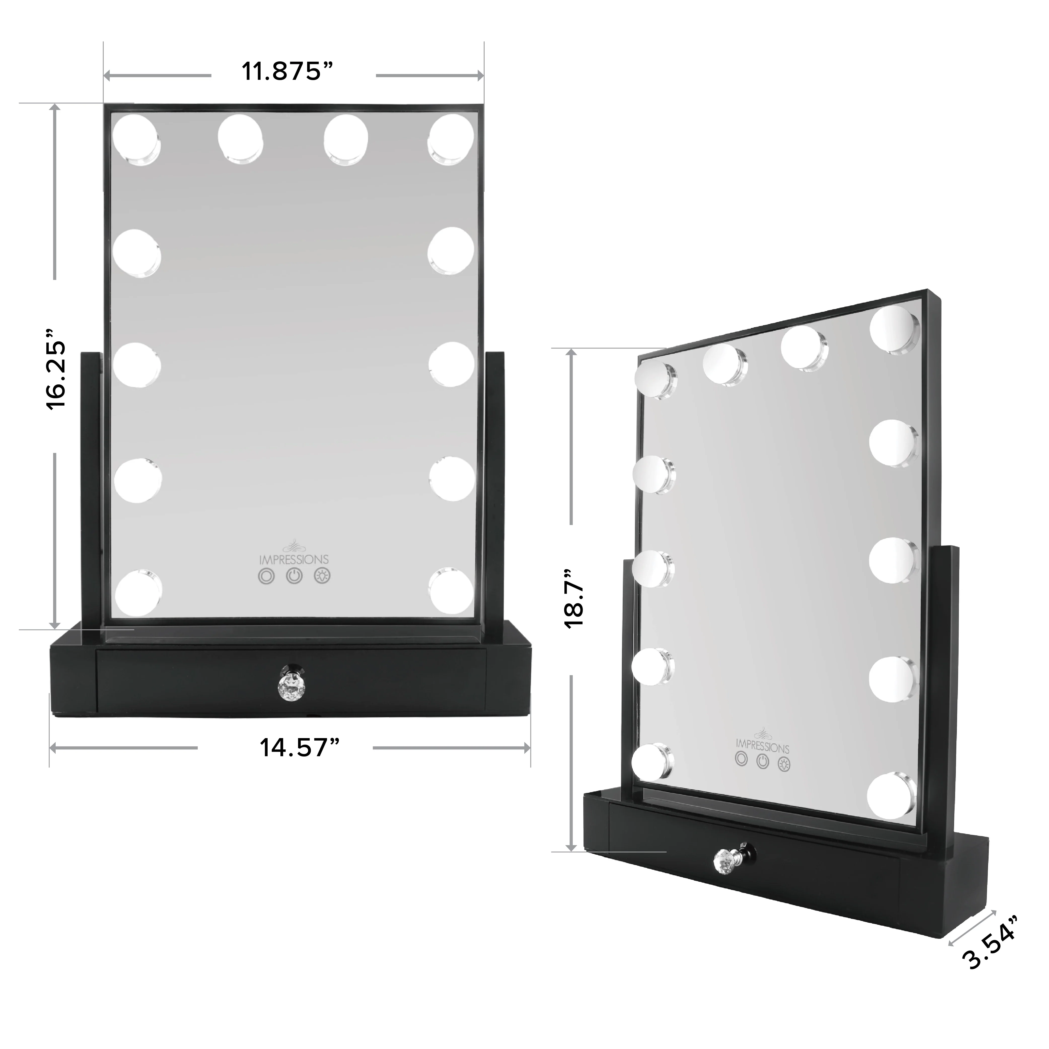 Hollywood Tri-Tone XL Makeup Mirror With Drawer - Image 3