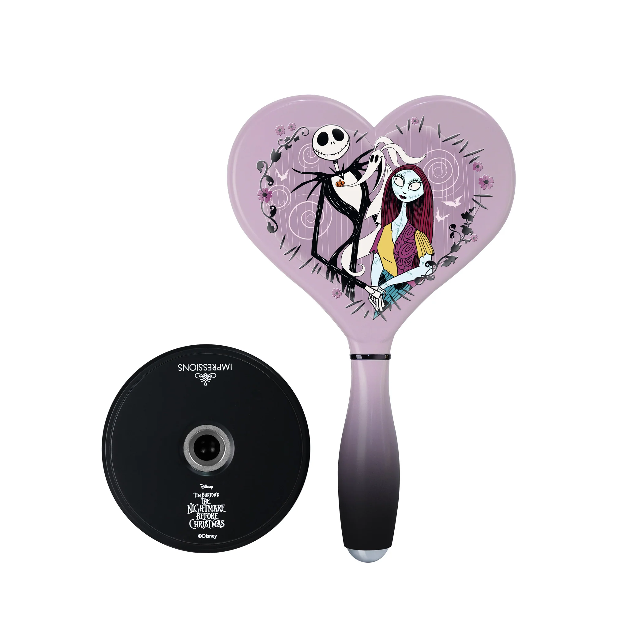 Jack Skellington & Sally LED Heart Handheld Makeup Mirror with Standing Base - Image 2