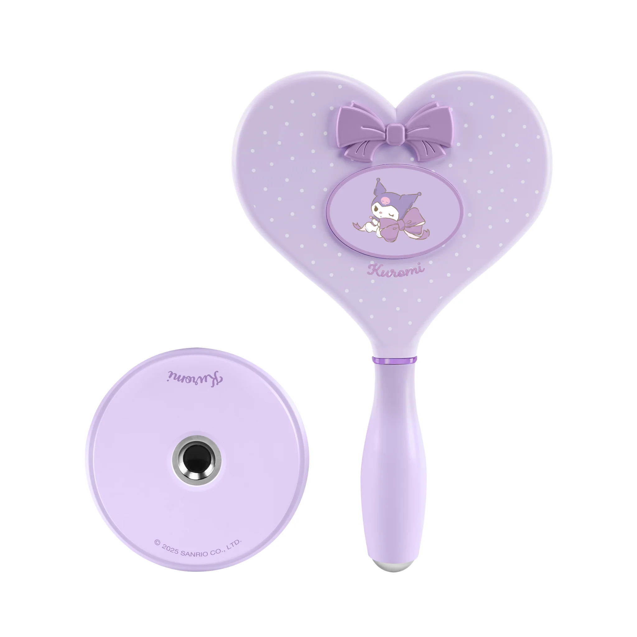 Kuromi™ "Lovely Ribbon" Heart Handheld Makeup Mirror with Standing Base - Image 2