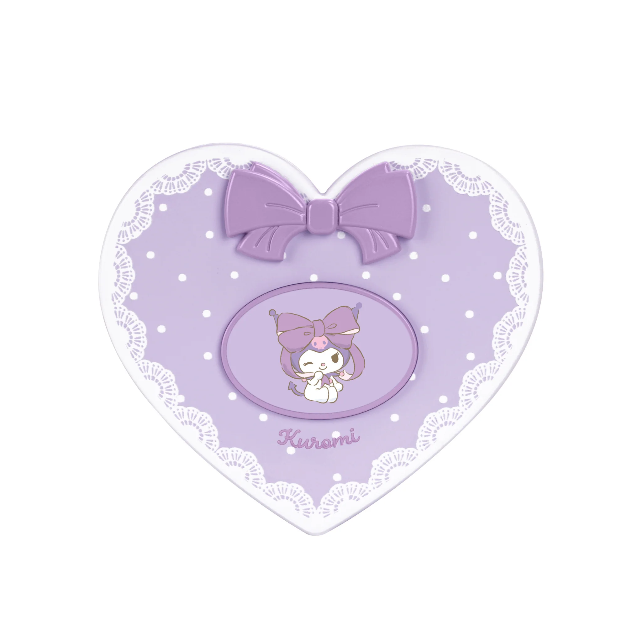 Kuromi™ “Lovely Ribbon” LED Heart Compact Mirror - Image 3