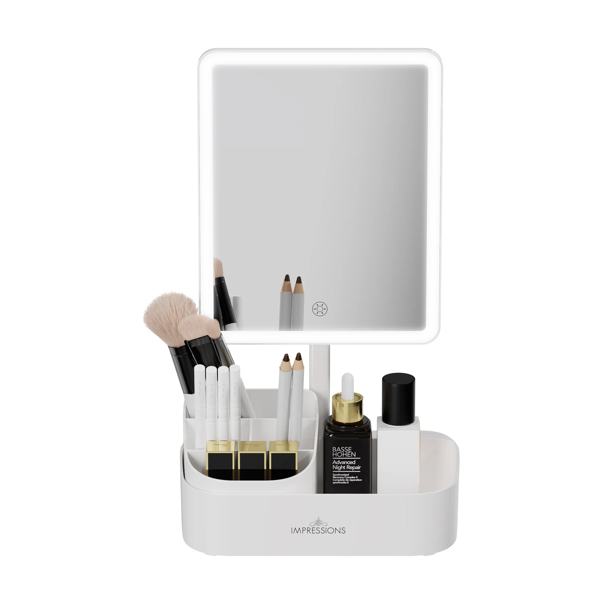 Pure Tri-Tone LED Makeup Mirror With Organizer - Image 2