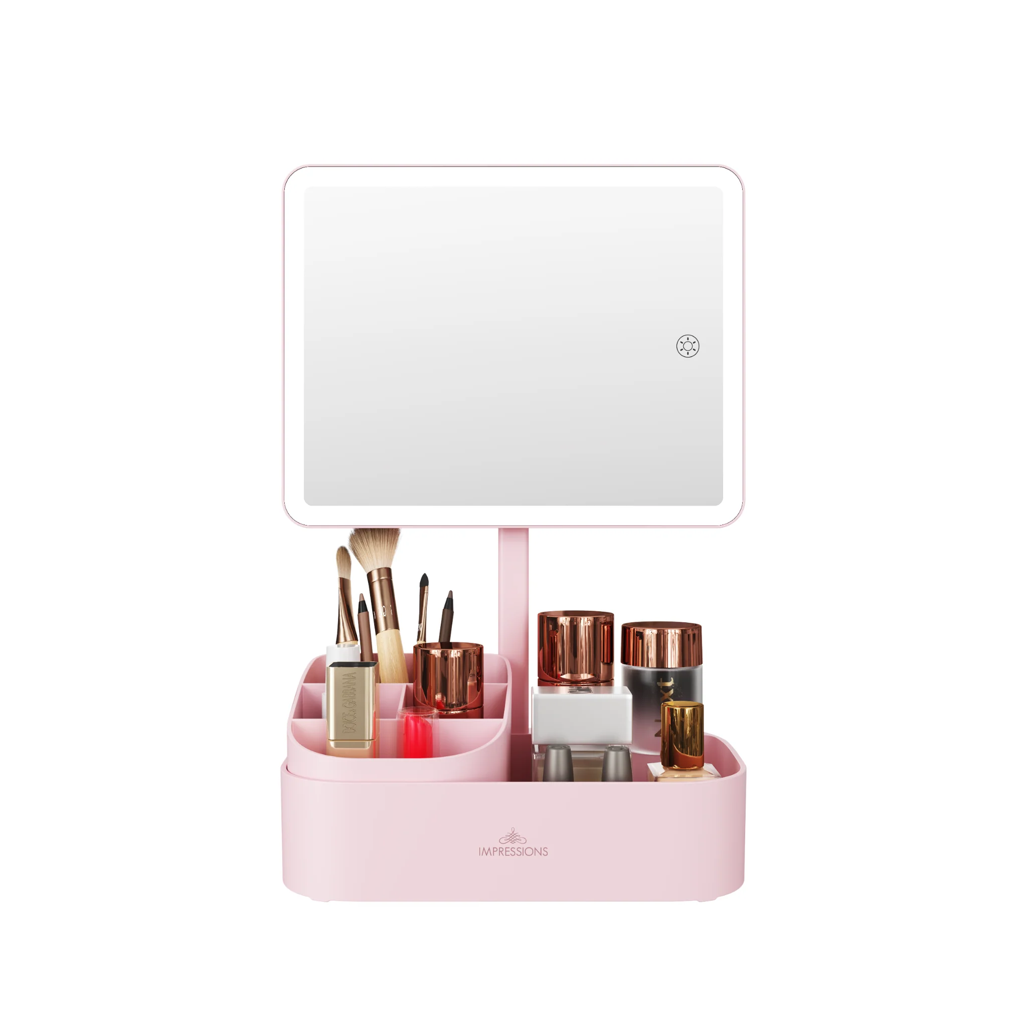 Pure Tri-Tone LED Makeup Mirror With Organizer - Image 9