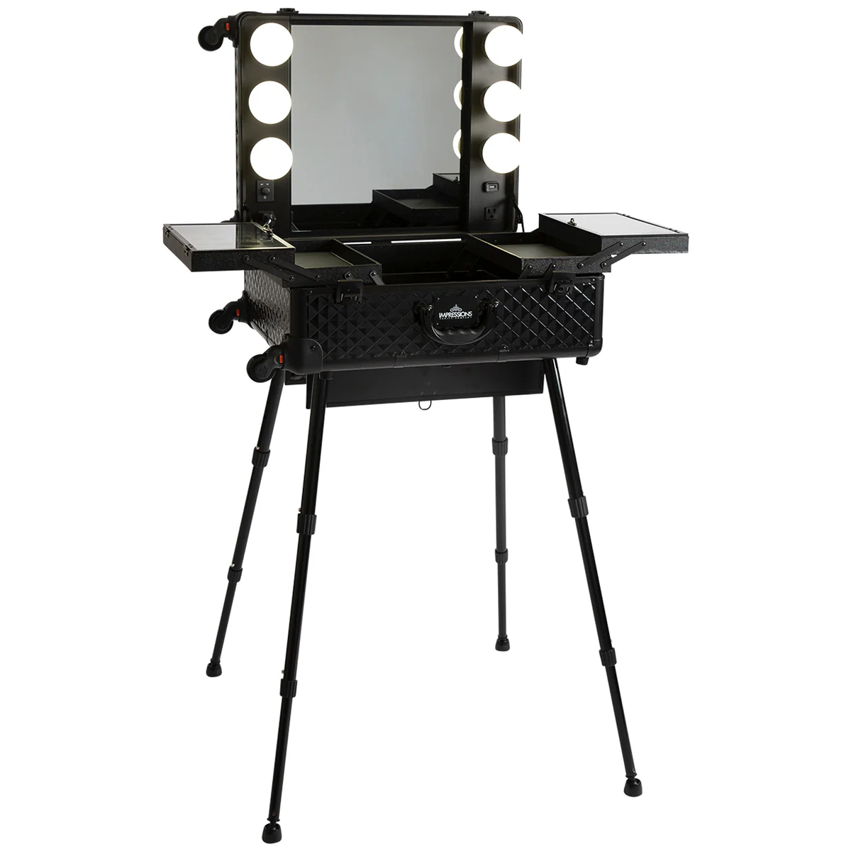 SlayCase® Pro Vanity Travel Train Case with Stand in Black Studded - Image 5