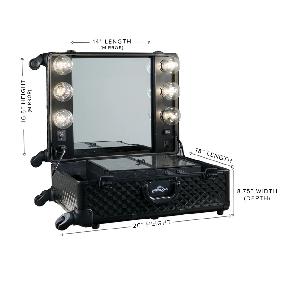 SlayCase® Pro Vanity Travel Train Case with Stand in Black Studded - Image 7
