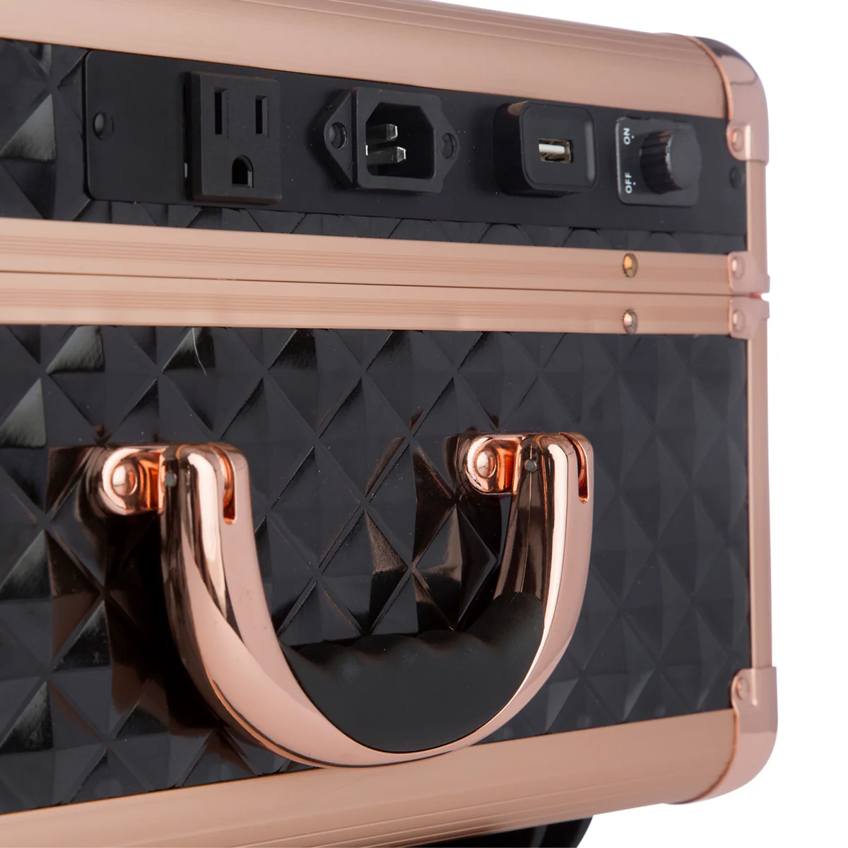 SlayCase® XL Vanity Travel Case in Black & Rose Gold Studded - Image 8