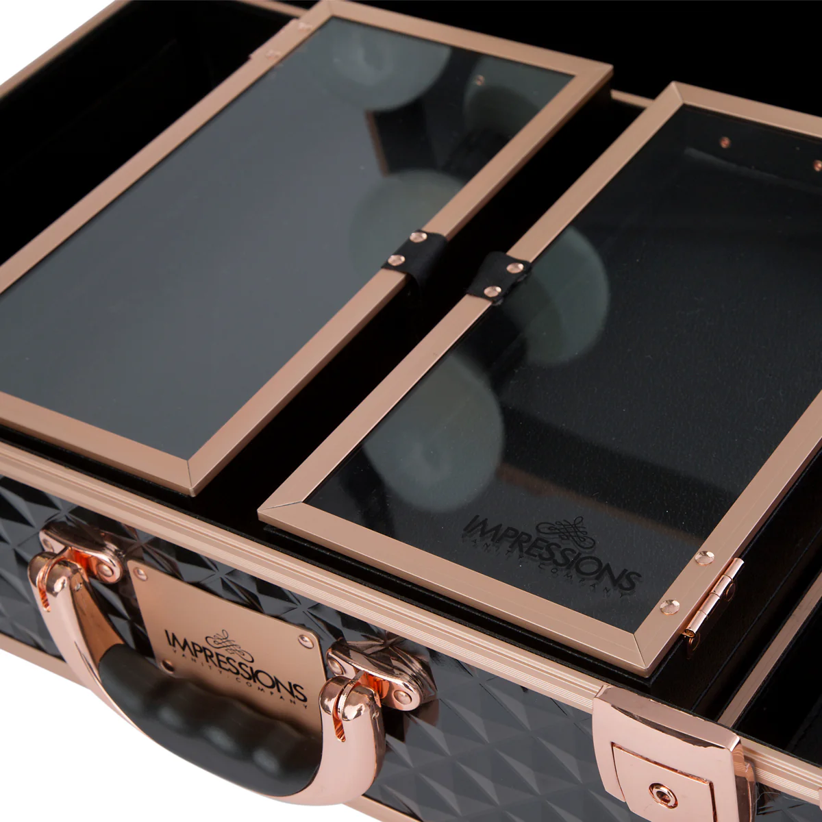 SlayCase® XL Vanity Travel Case in Black & Rose Gold Studded - Image 9