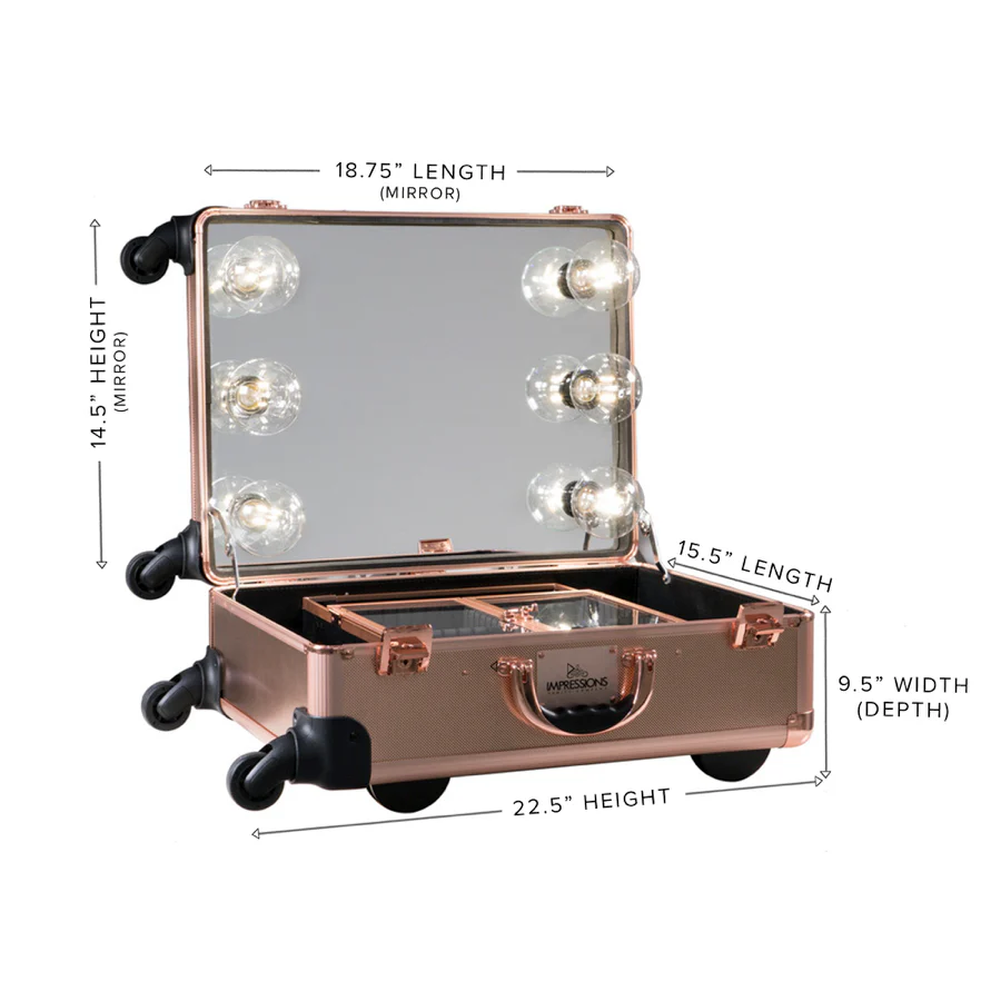 SlayCase® XL Vanity Travel Train Case in Rose Gold Bling - Image 5