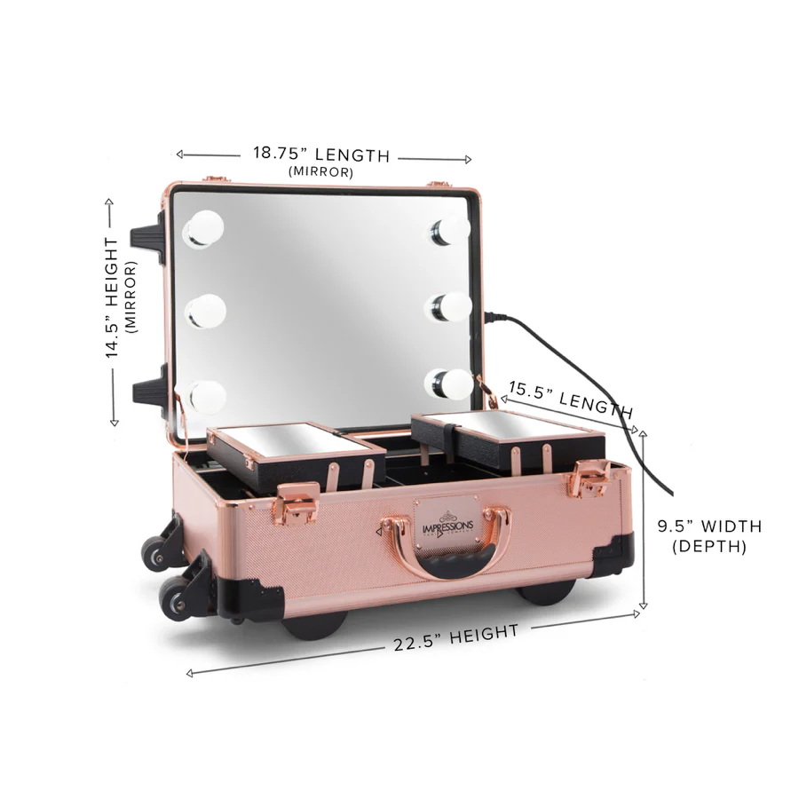 SlayCase® XLS Vanity Travel Case with Stand in Rose Gold Bling - Image 12