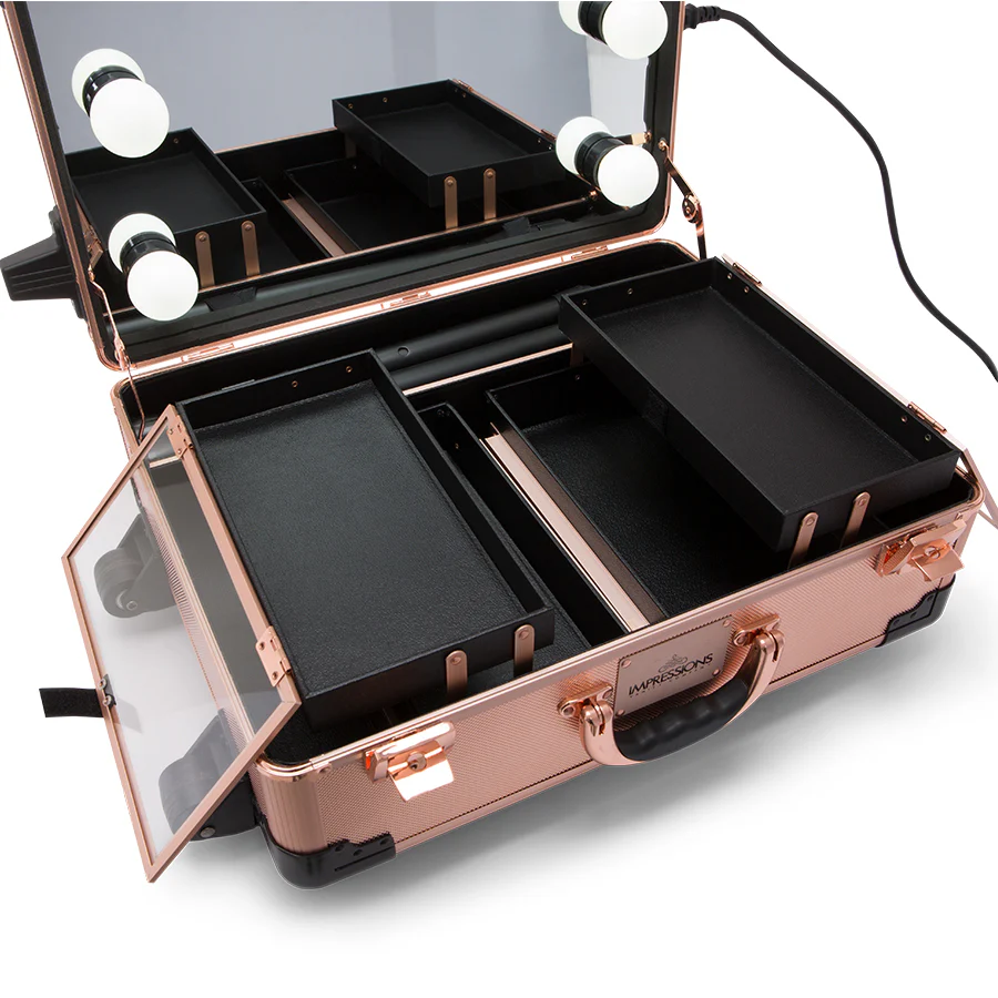 SlayCase® XLS Vanity Travel Case with Stand in Rose Gold Bling - Image 3