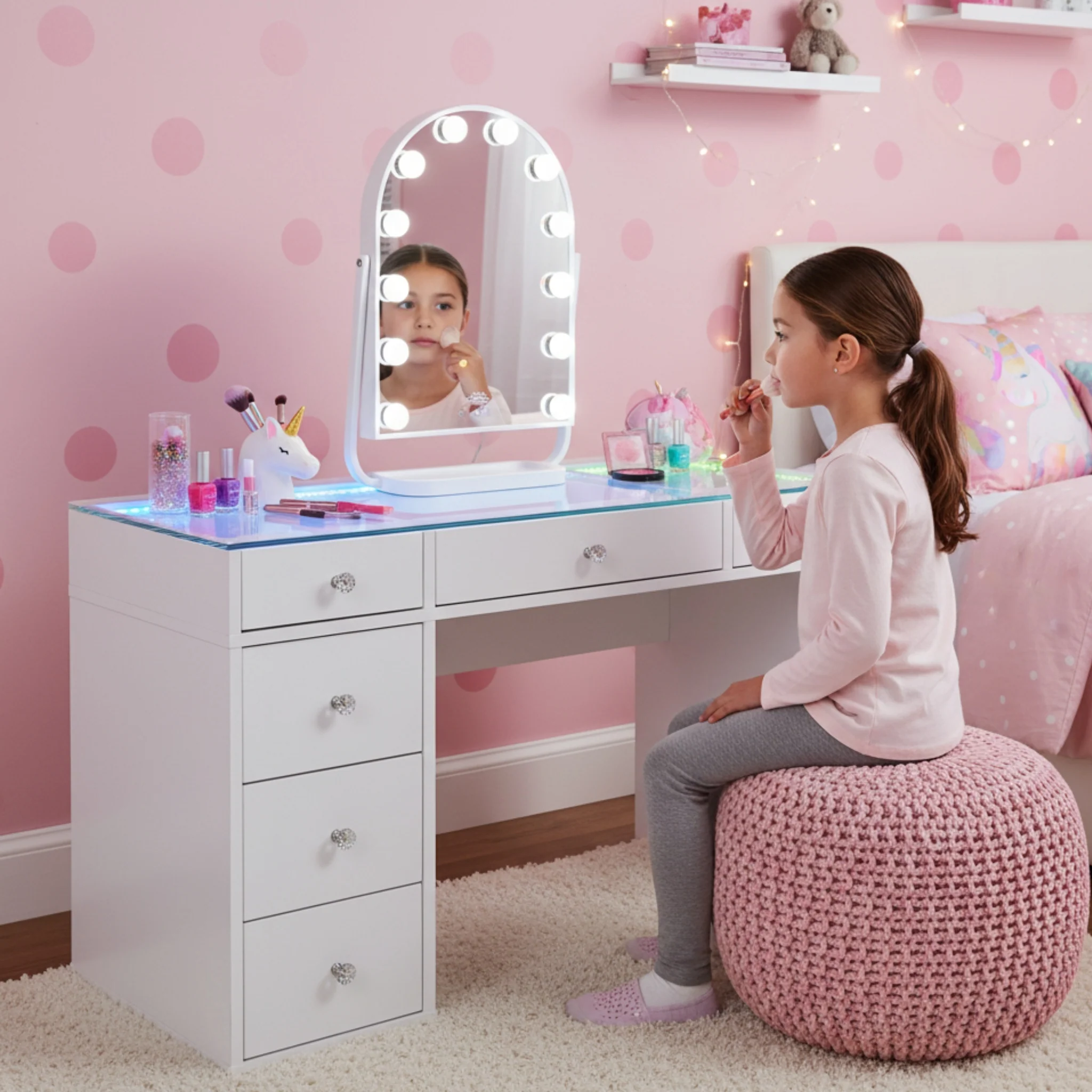 Kids' SlayStation® Charlotte Vanity Table w/ RGB Light - Image 4