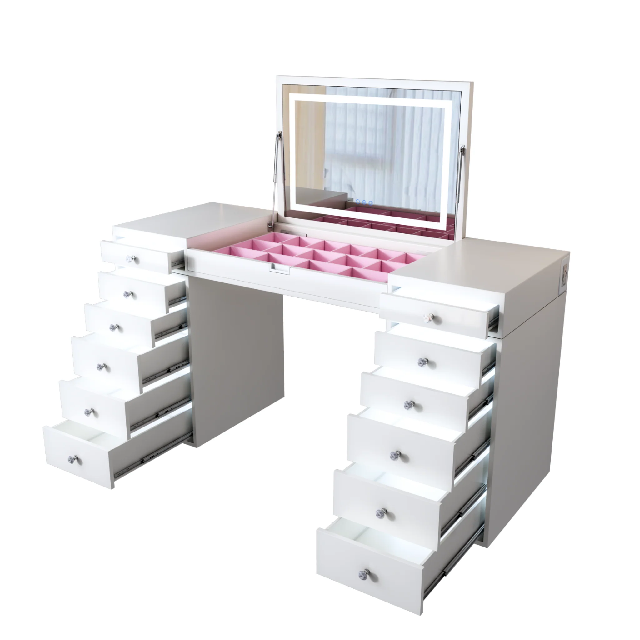 SlayStation® Madison Vanity Table w/ Flip Top LED Mirror - Image 4