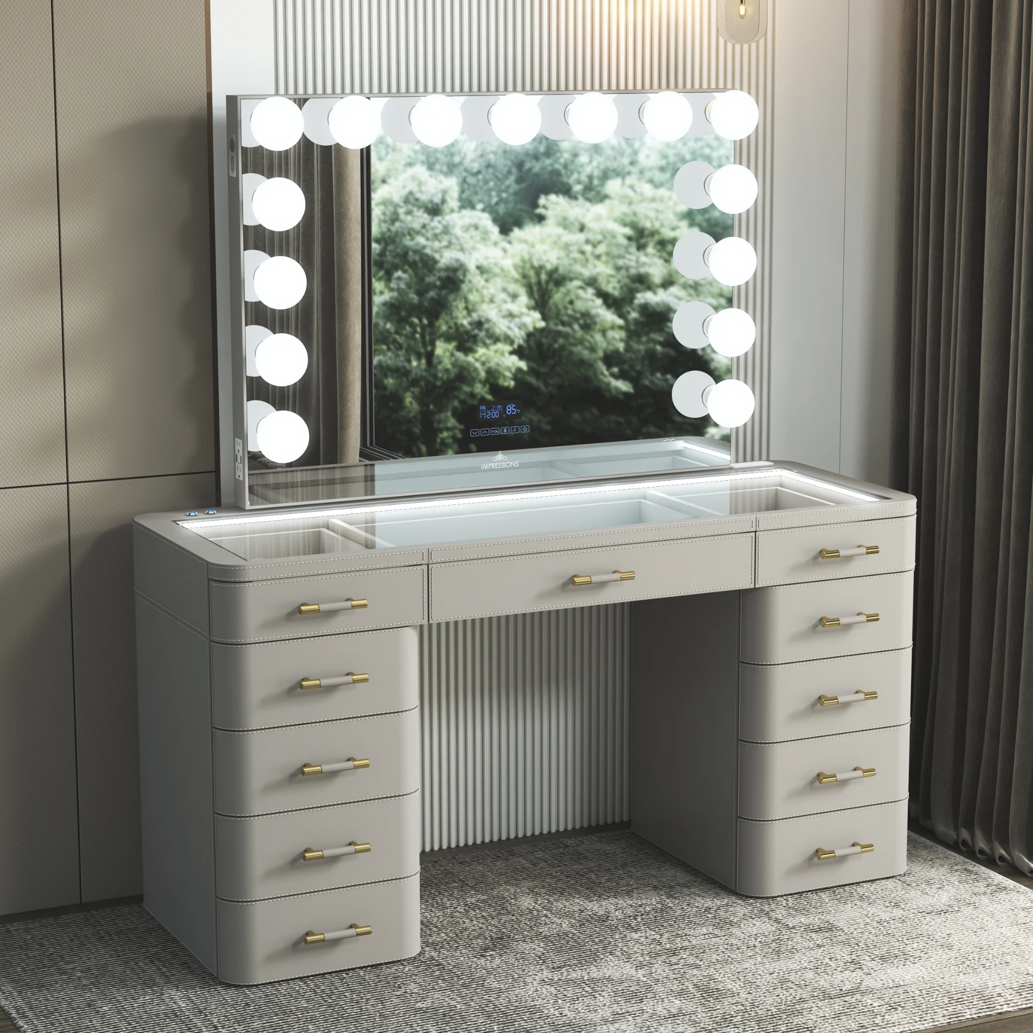 SlayStation® Maison Premium Vanity Table w/ RGB Light + Vanity Mirror Bundle - Image 5