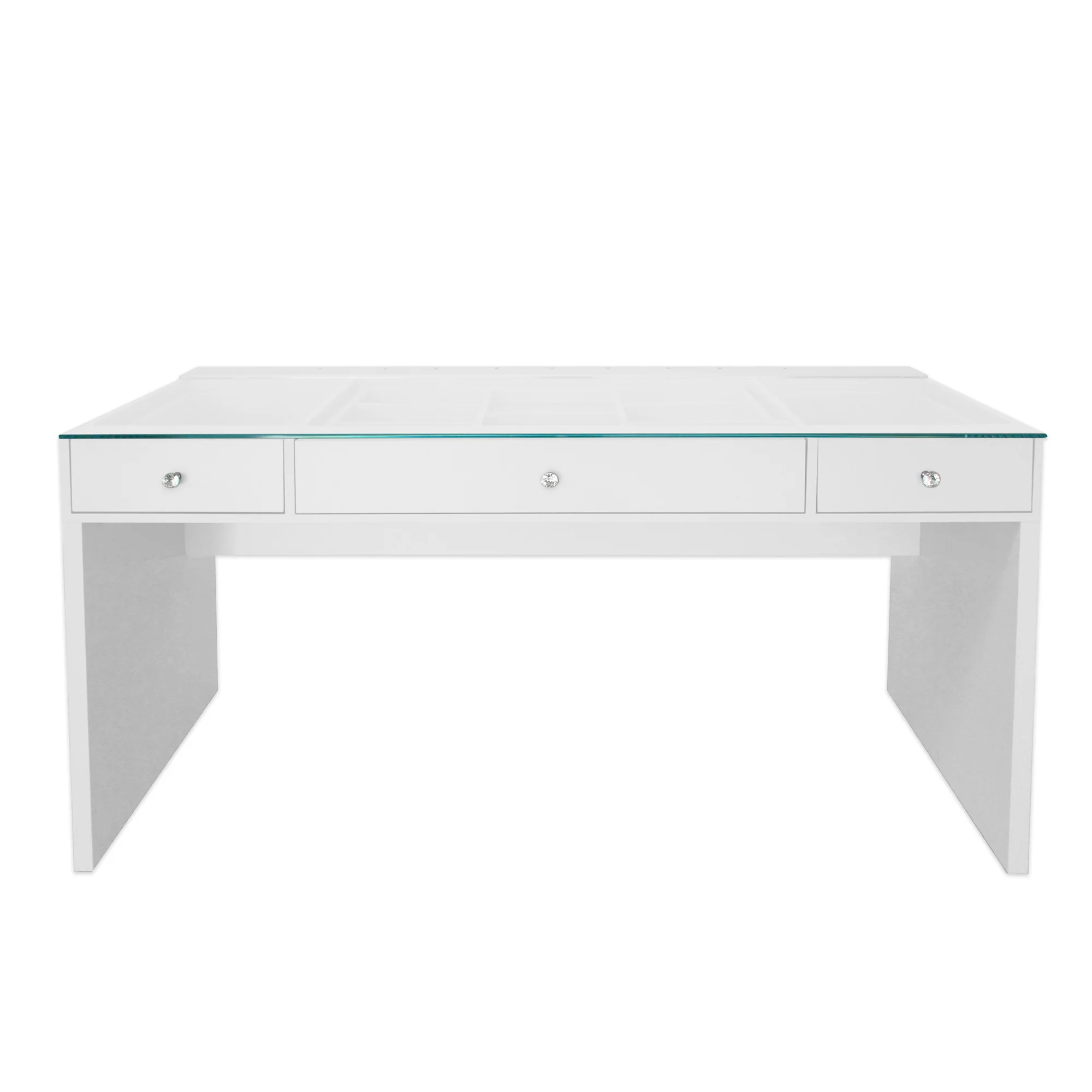 SlayStation Naomi Vanity Table with Glass Tabletop + 4 Drawer Units Bundle - Image 11
