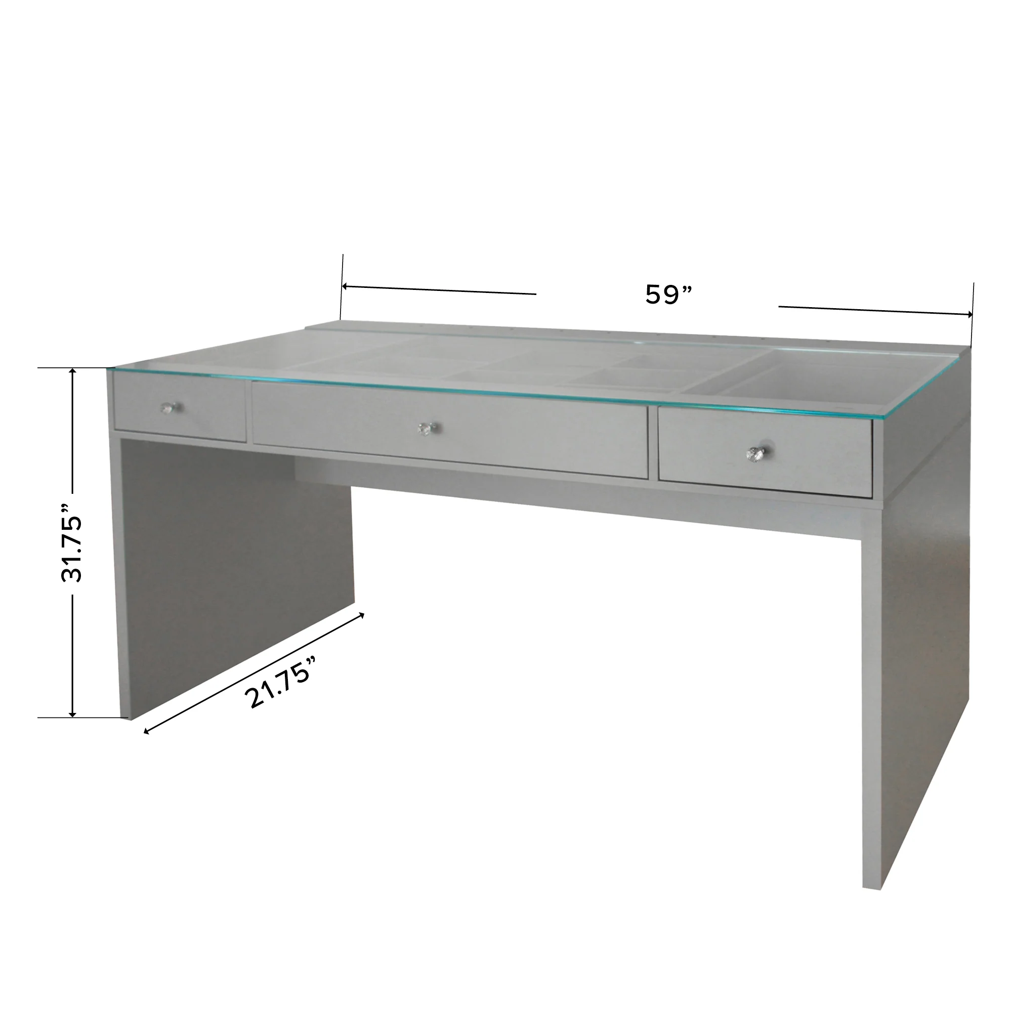 SlayStation Naomi Vanity Table with Glass Tabletop + 4 Drawer Units Bundle - Image 20