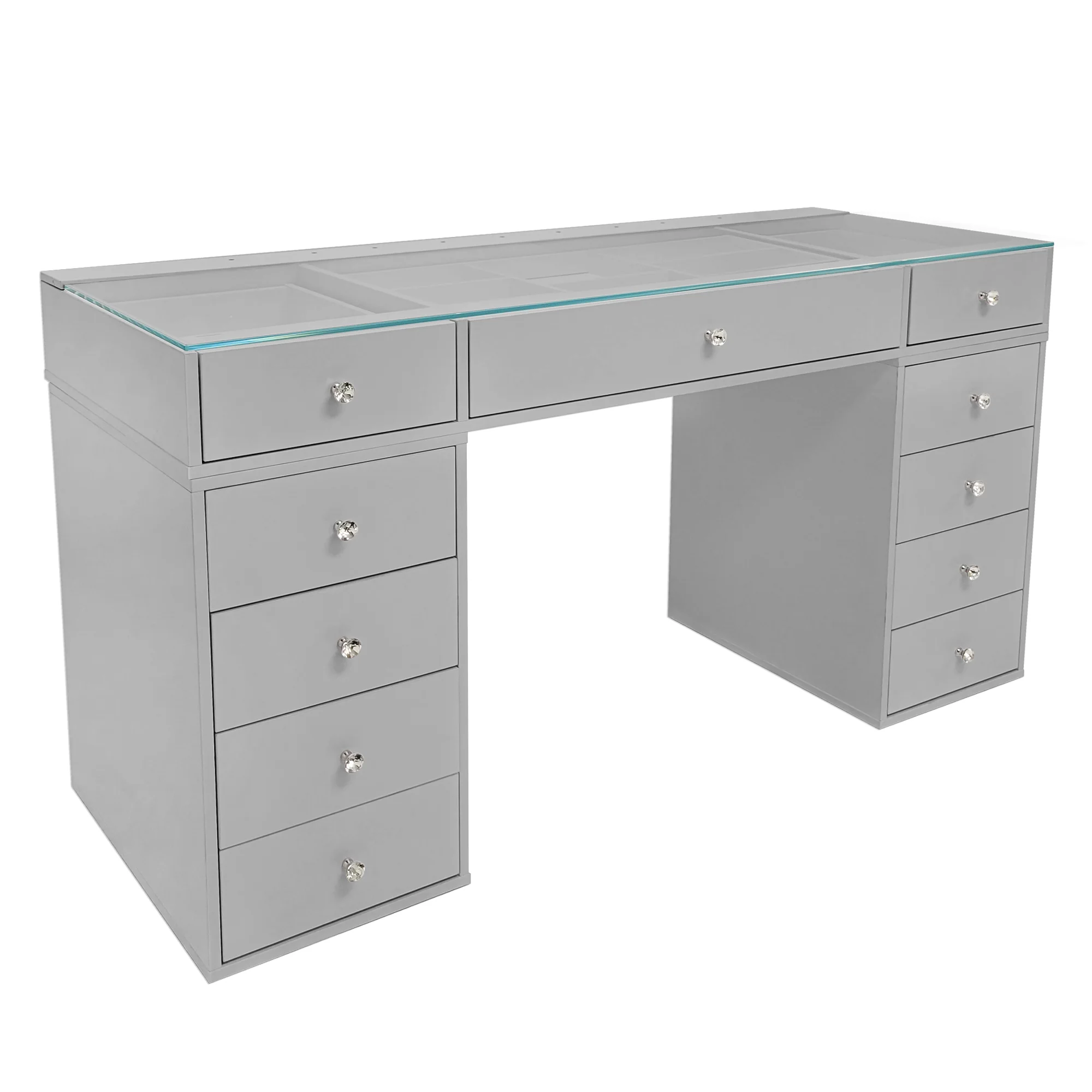 SlayStation Naomi Vanity Table with Glass Tabletop + 4 Drawer Units Bundle - Image 7