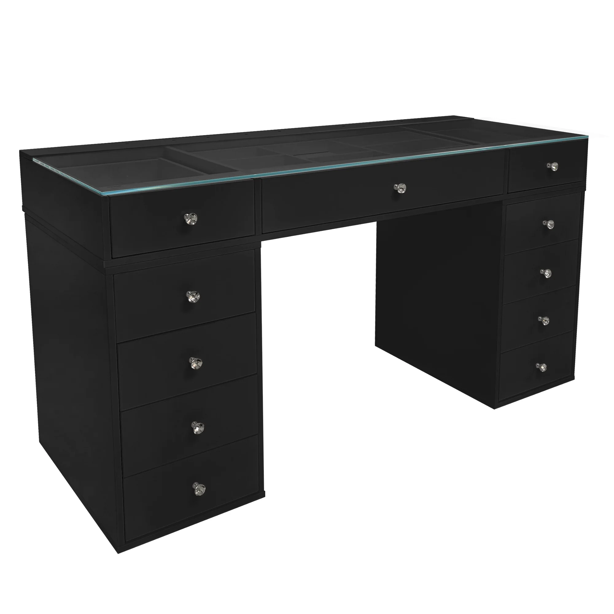 SlayStation Naomi Vanity Table with Glass Tabletop + 4 Drawer Units Bundle - Image 9