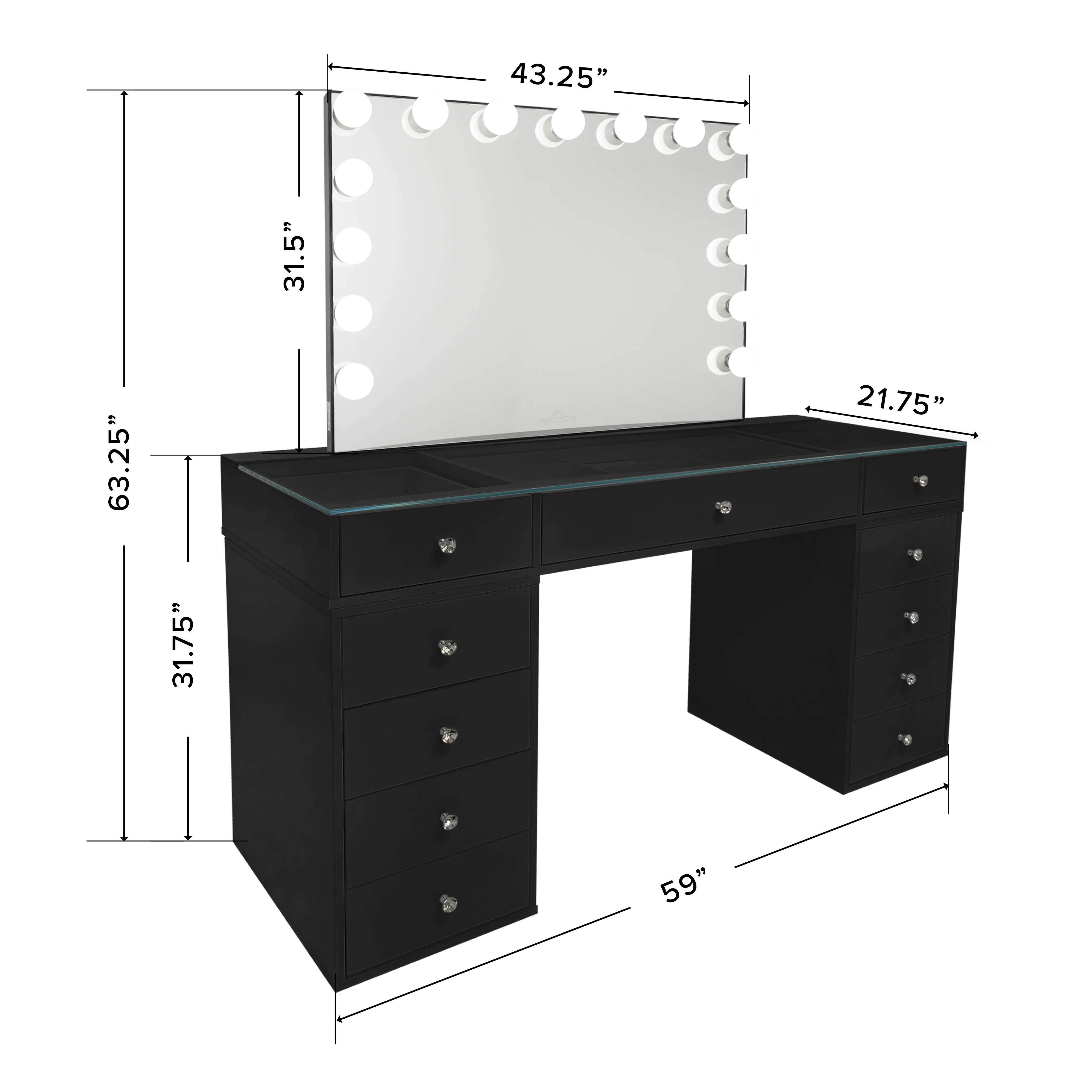 SlayStation® Naomi Vanity Table + Vanity Mirror + 4 Drawer Units Bundle - Image 3