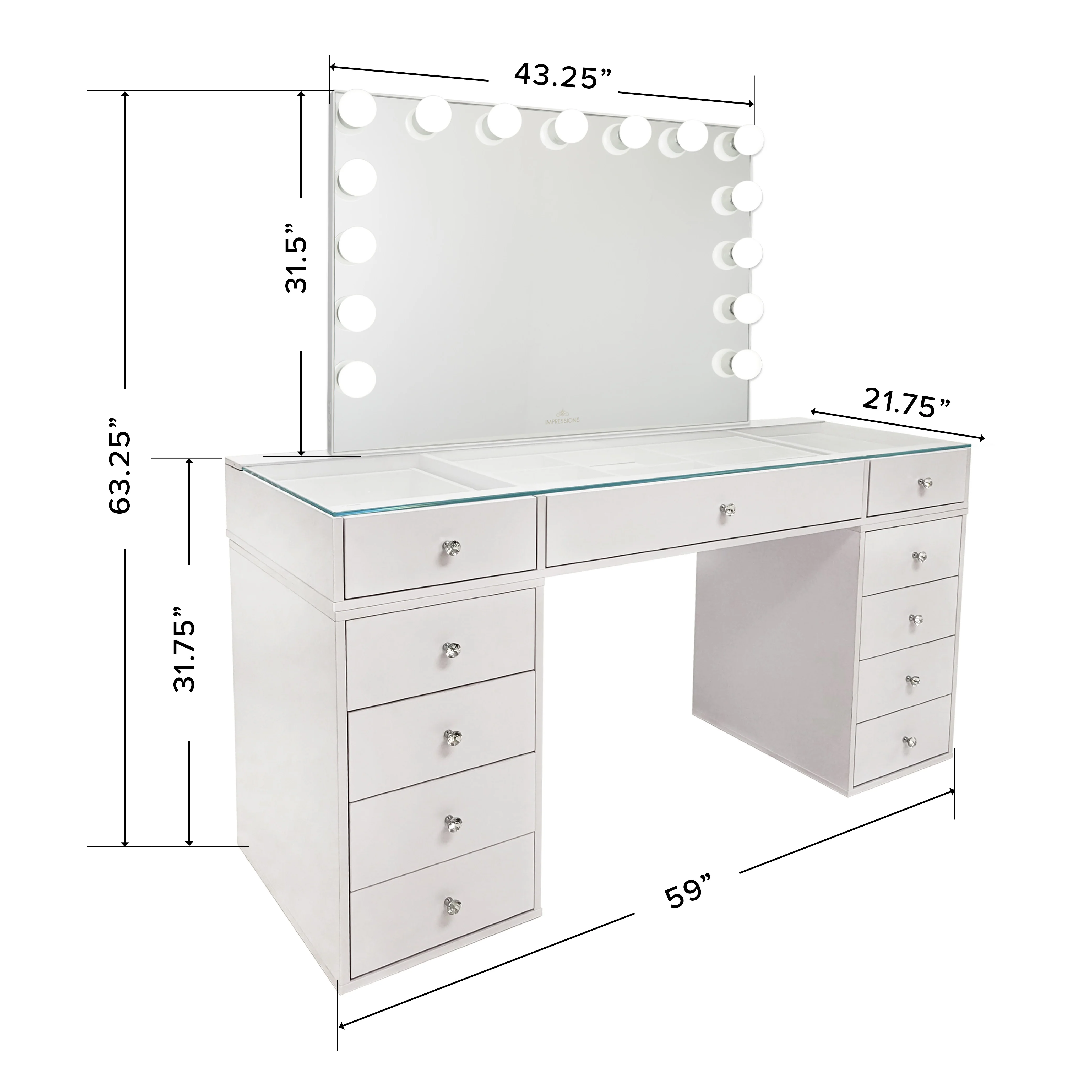 SlayStation® Naomi Vanity Table + Vanity Mirror + 4 Drawer Units Bundle - Image 4
