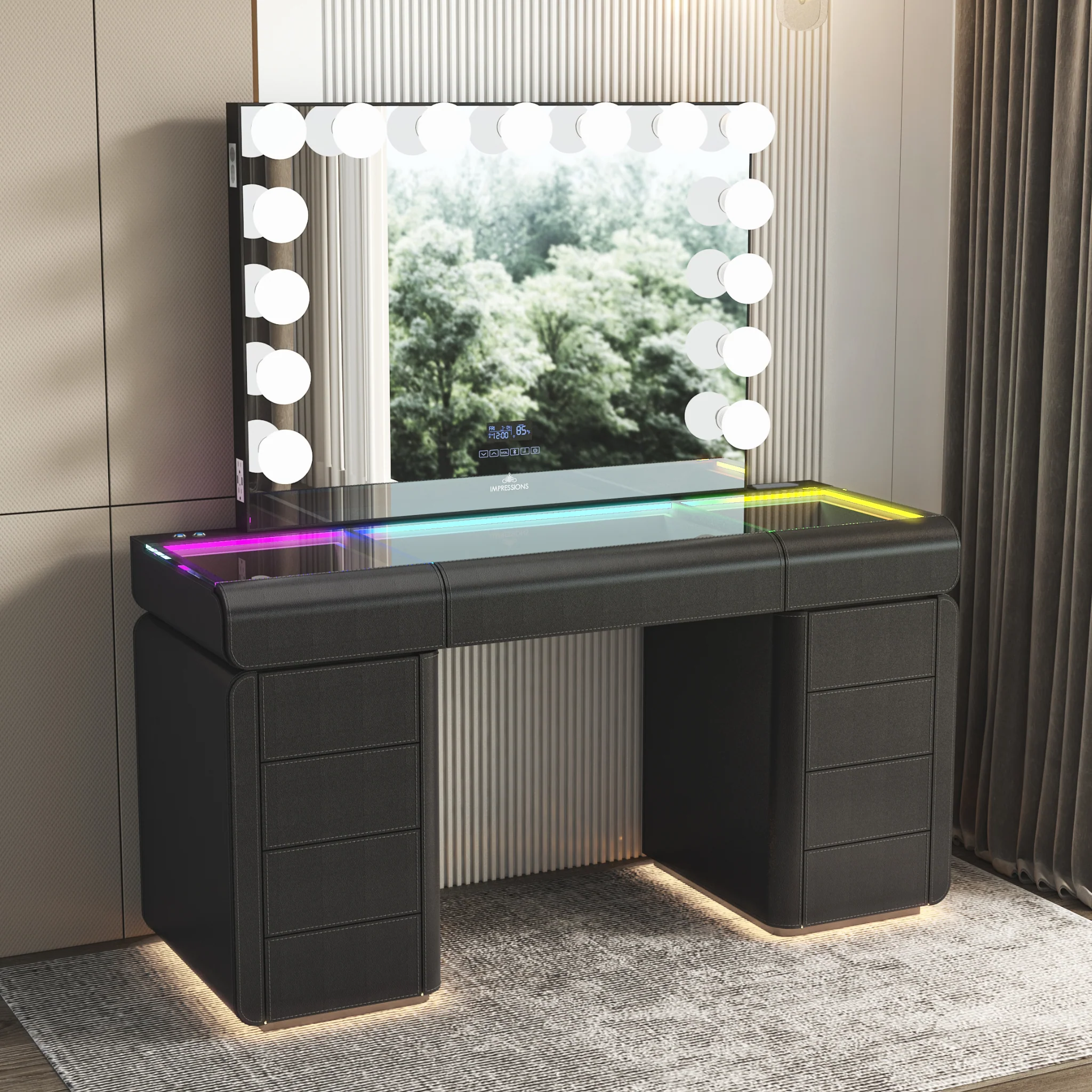 SlayStation® Palazzo Premium Vanity Table w/ RGB Light + Vanity Mirror Bundle - Image 5