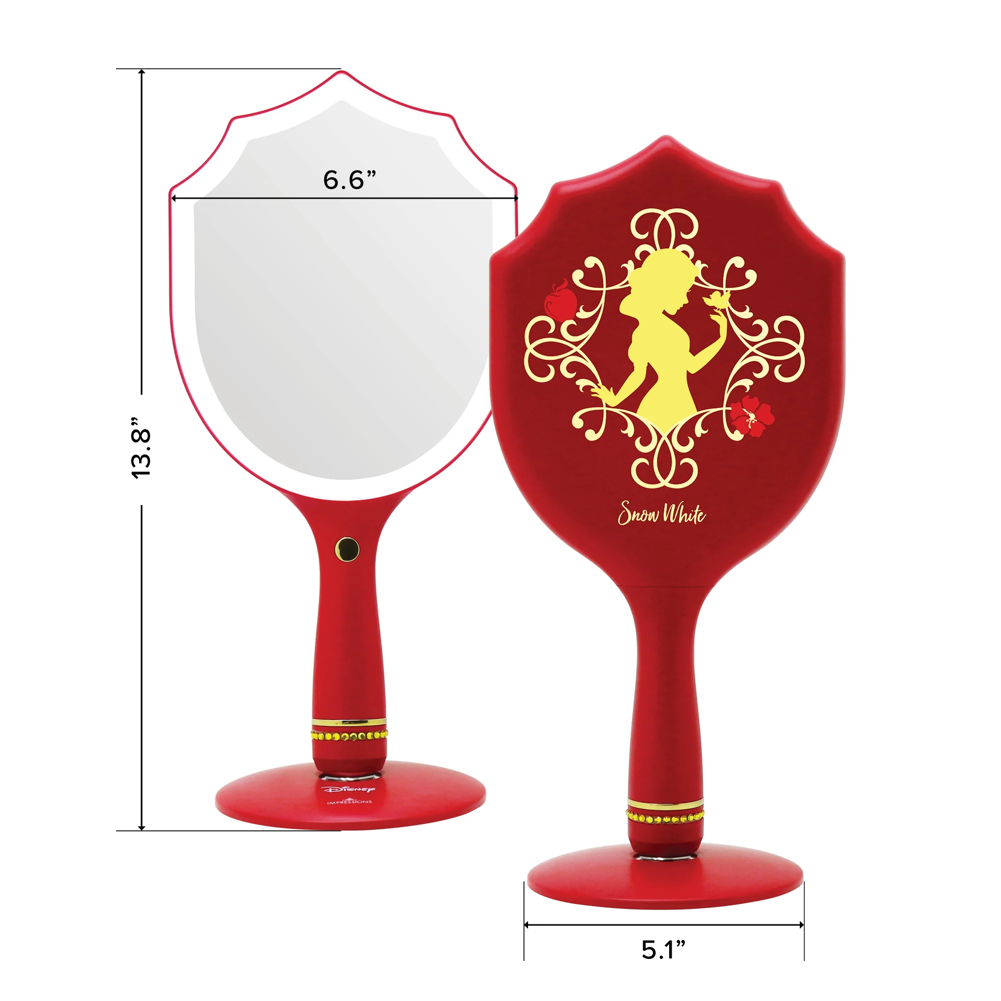 Snow White LED Handheld Makeup Mirror With Standing Base - Image 6