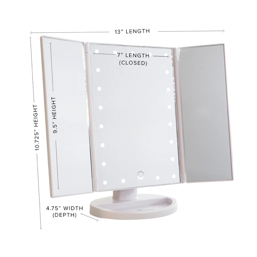 Touch Trifold Dimmable LED Makeup Mirror - Image 9