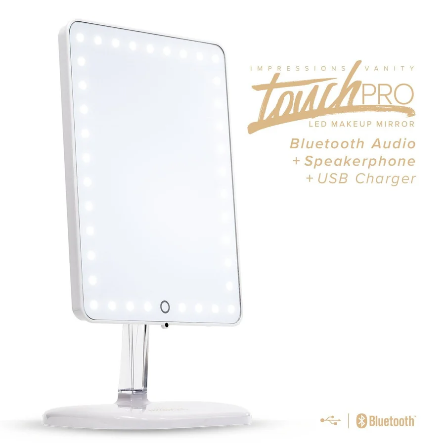 Touch Pro LED Makeup Mirror with Bluetooth Audio+Speakerphone & USB Charger - Image 6