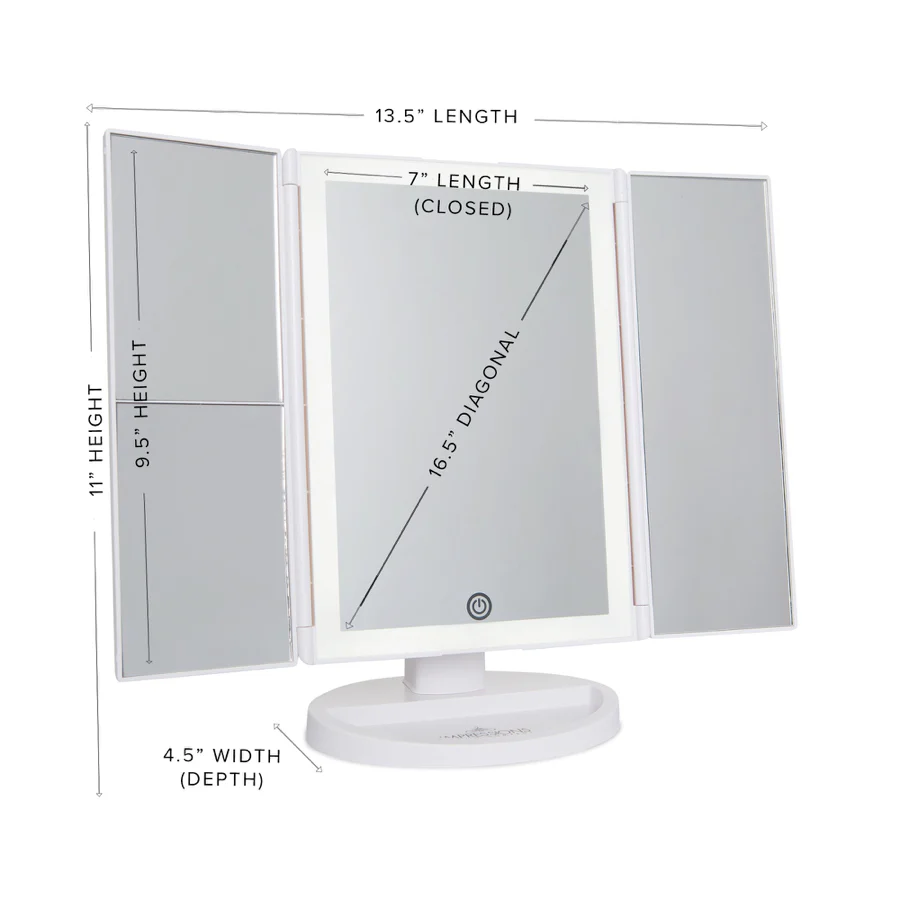 Touch Trifold 2.0 LED Makeup Mirror with Magnification - Image 10