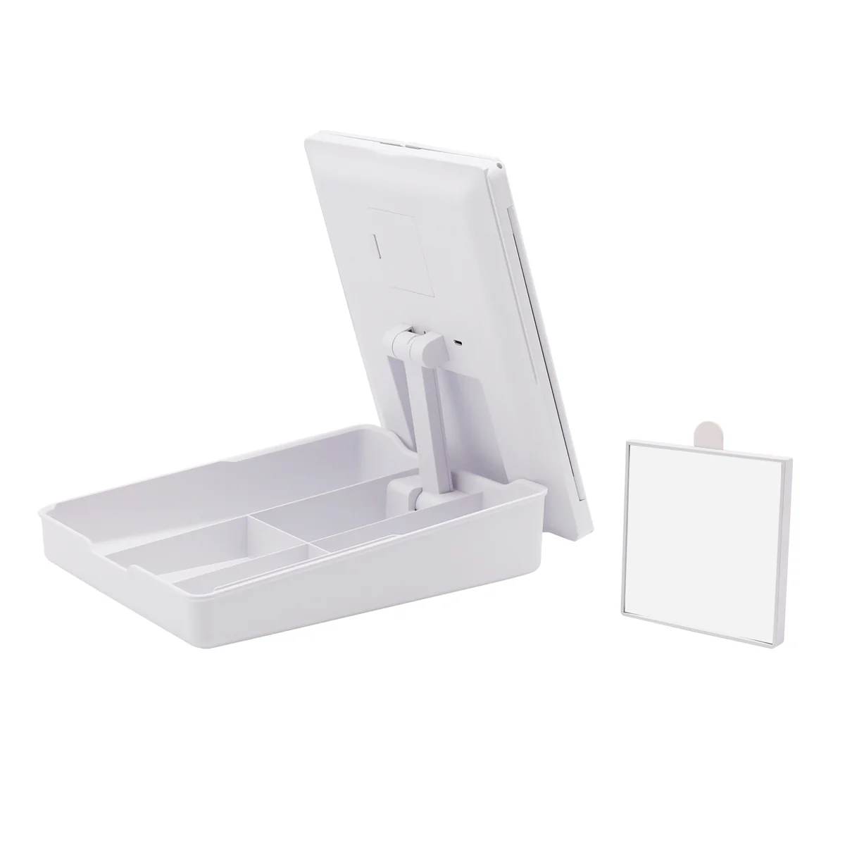 Touch Trifold LED Makeup Mirror with Vanity Organizer - Image 11