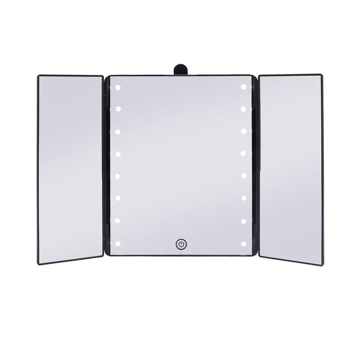 Touch Trifold LED Makeup Mirror with Vanity Organizer - Image 14