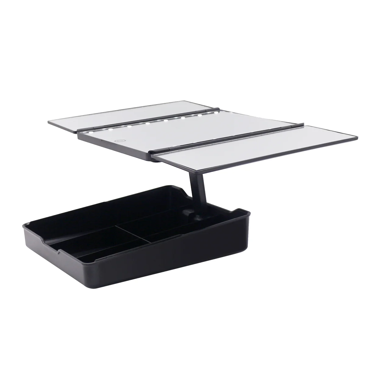 Touch Trifold LED Makeup Mirror with Vanity Organizer - Image 19