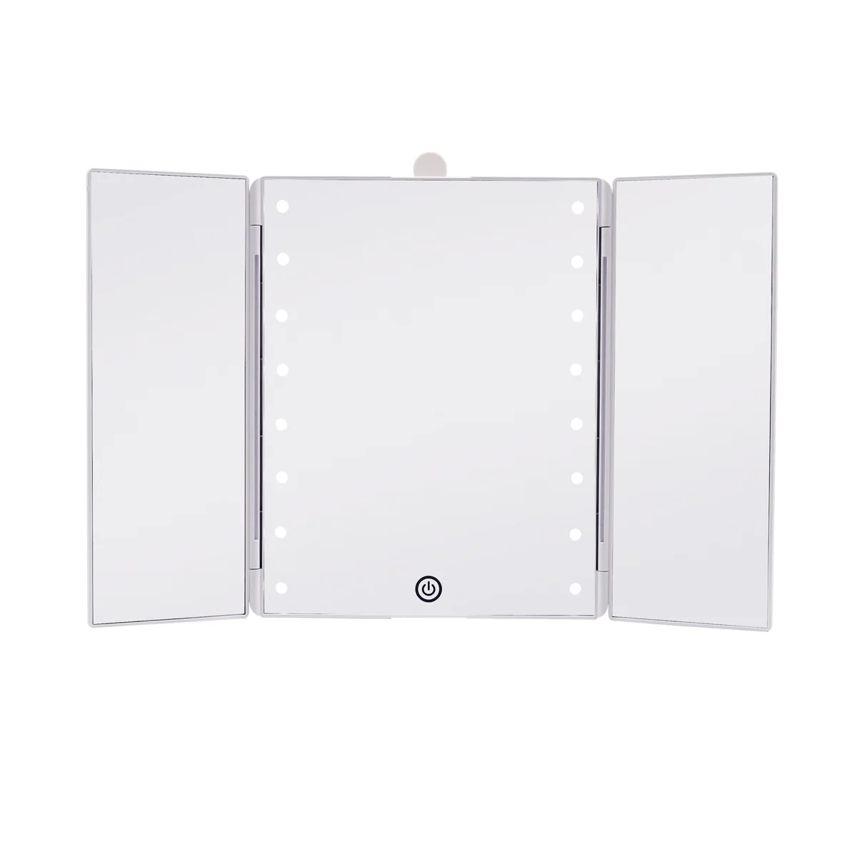 Touch Trifold LED Makeup Mirror with Vanity Organizer - Image 2