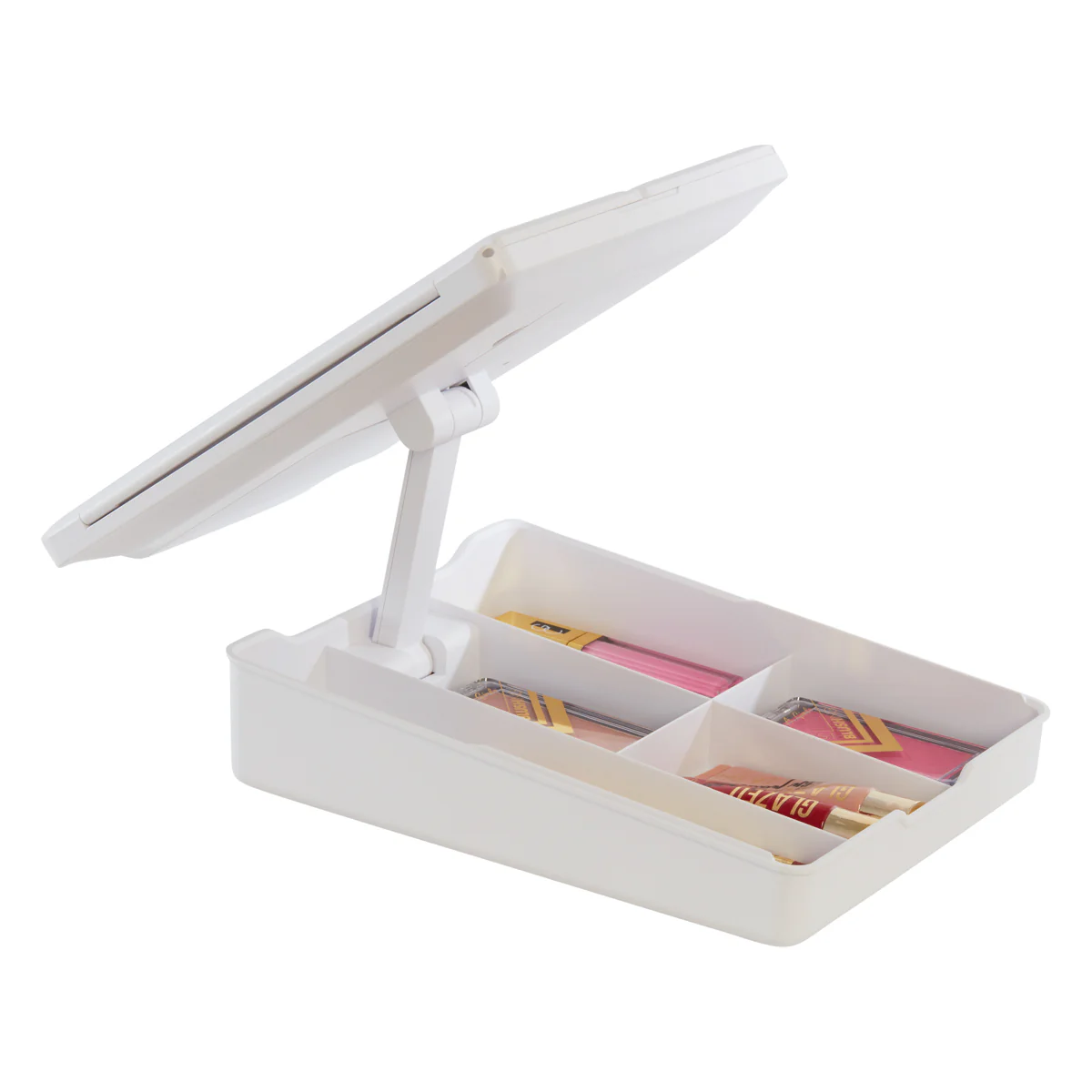 Touch Trifold LED Makeup Mirror with Vanity Organizer - Image 5